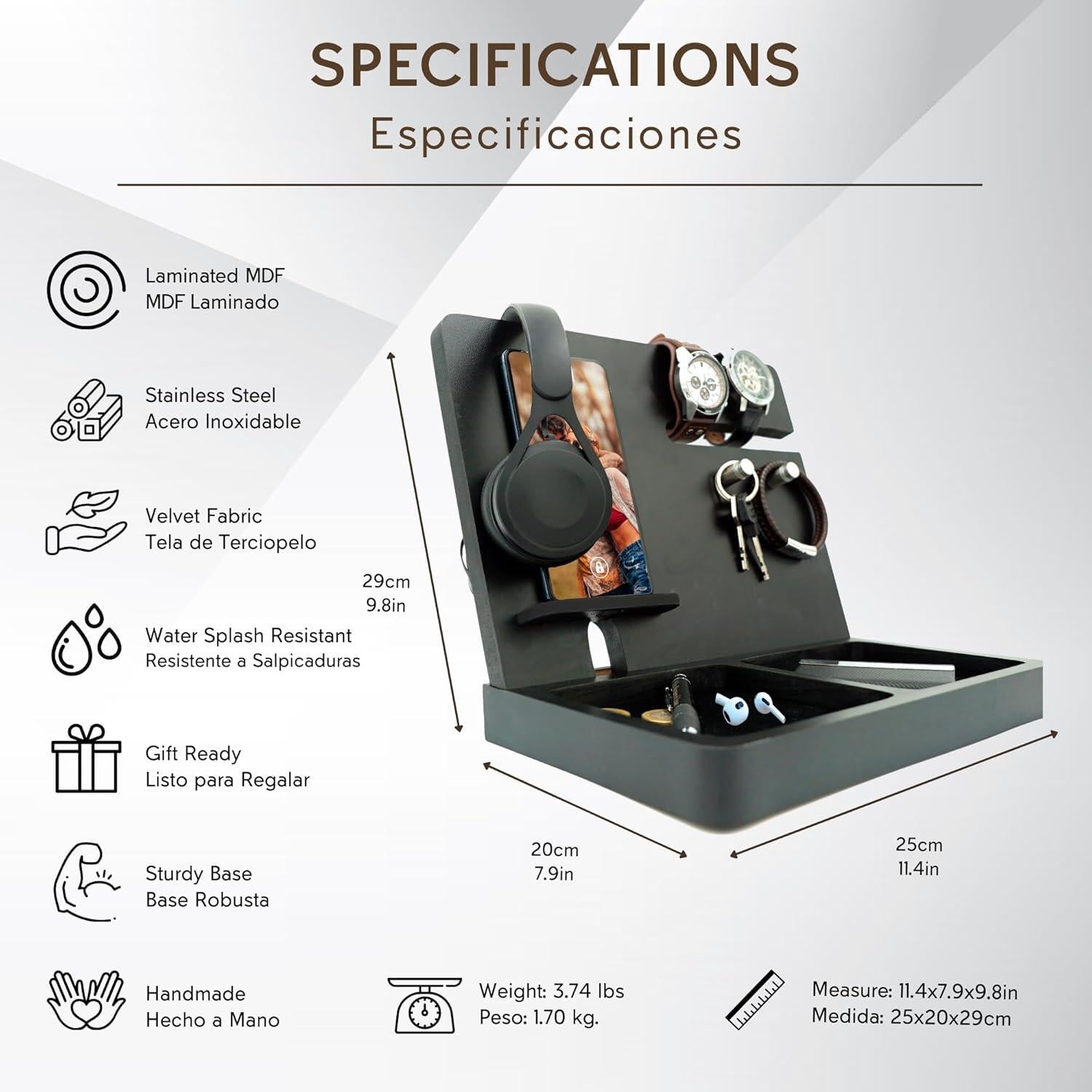 Organizador de Escritorio Namore MDF Negro 25x20x29 cm