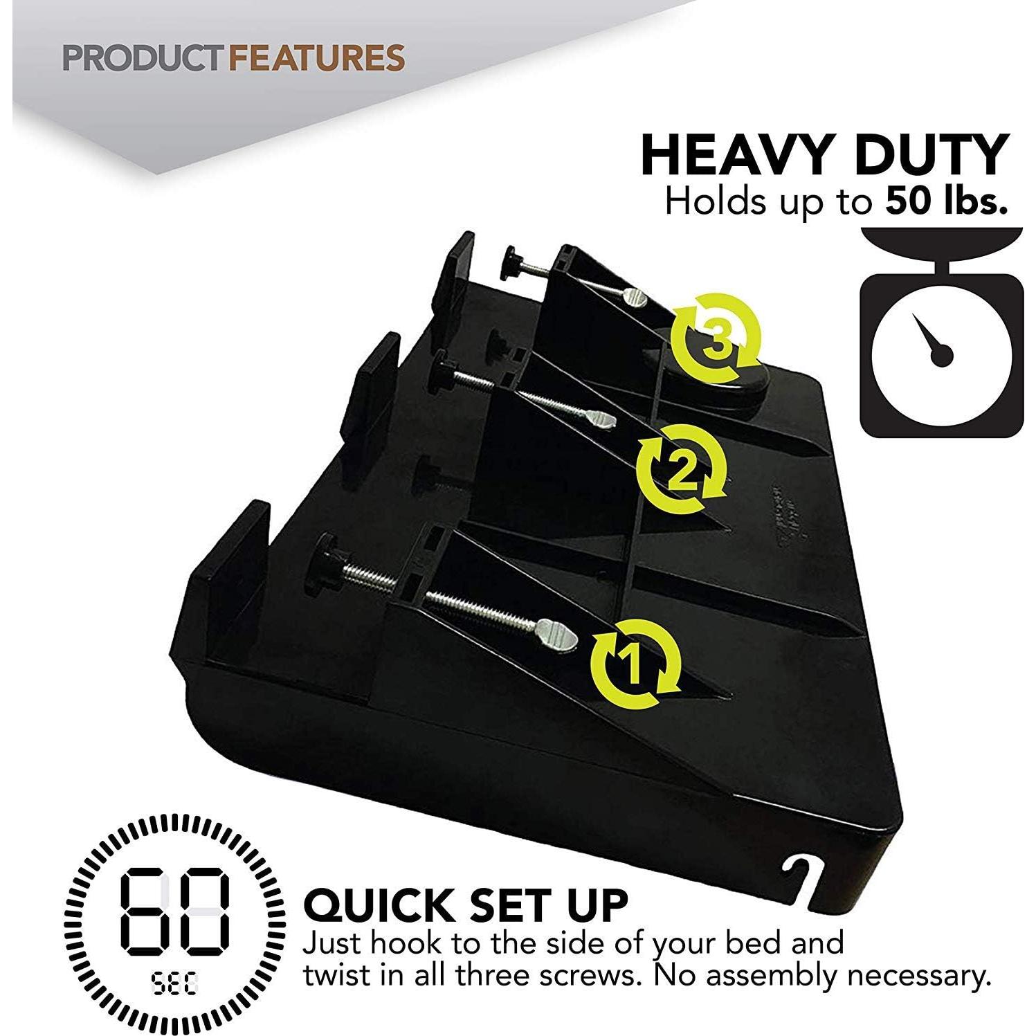 Estante Lateral Moderno Innovaciones para Cama Alta Negro