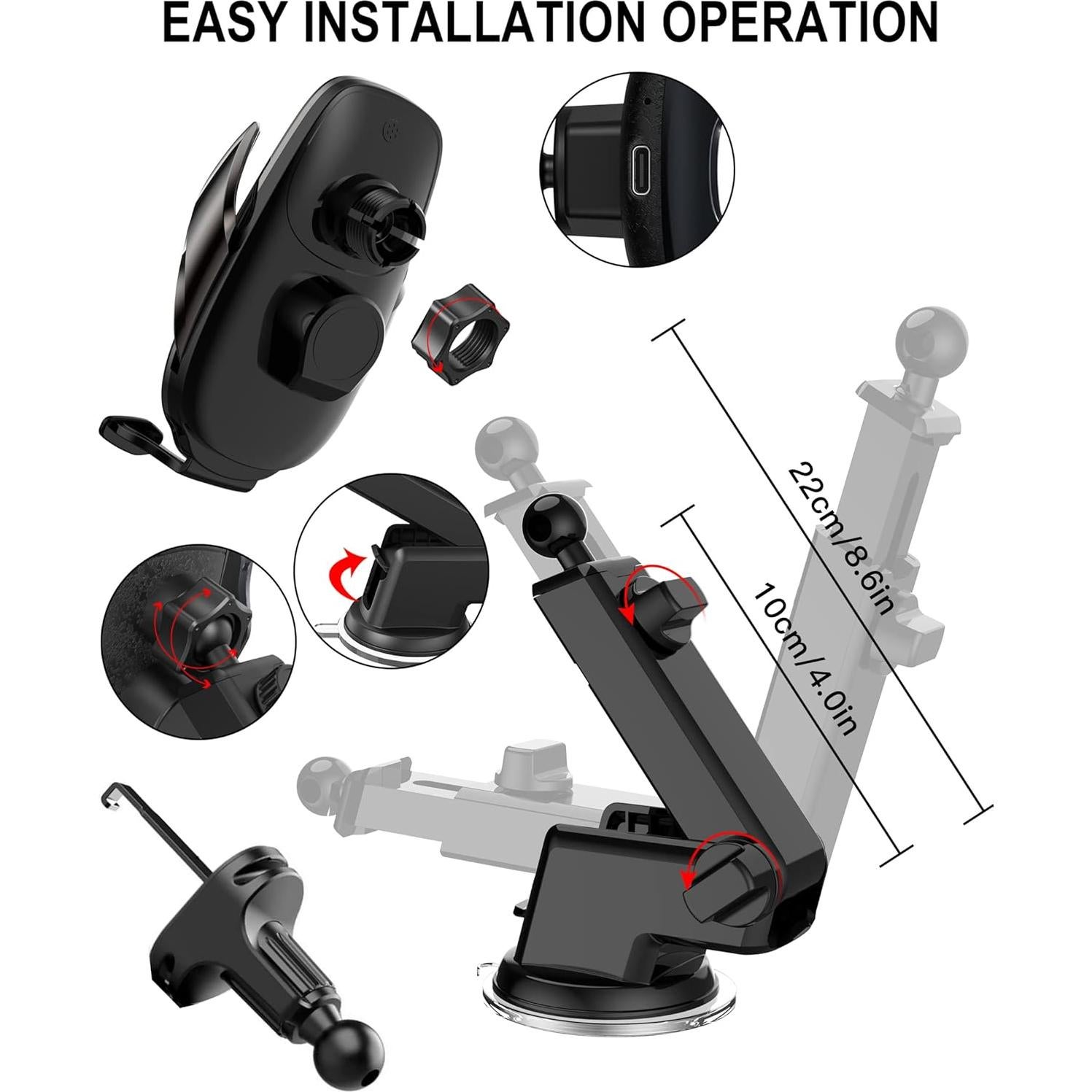 Soporte Cargador Inalámbrico Auto QFUP A3 15W Automático