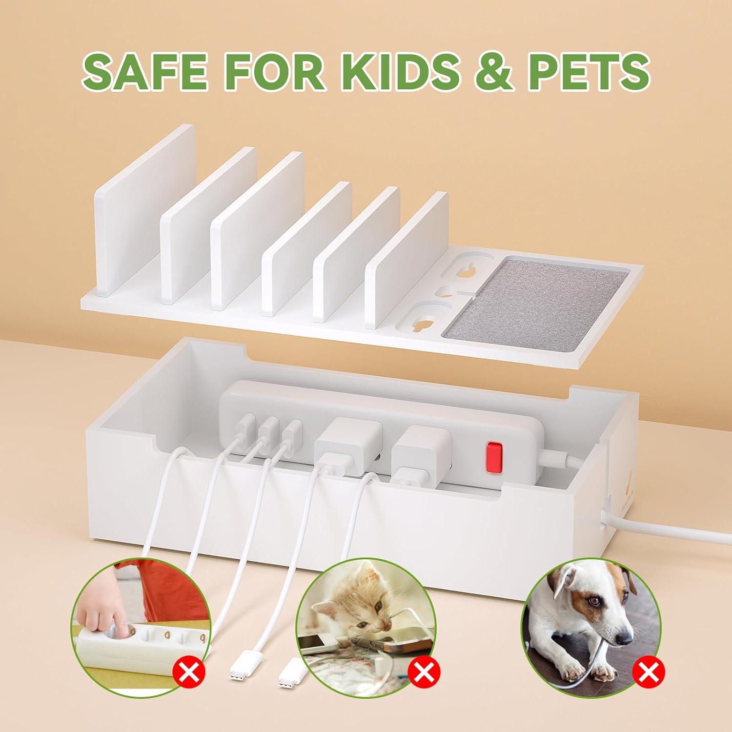 Estación de Carga Pezin & Hulin de Bambú 28x15 cm Blanca