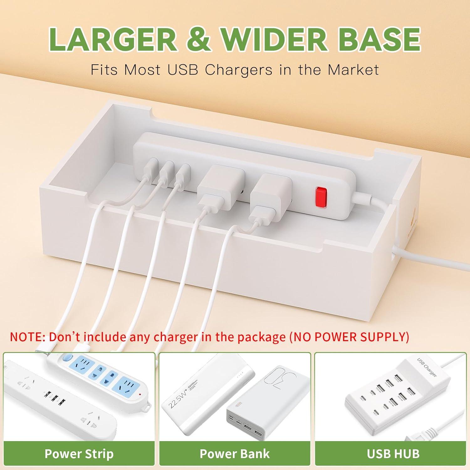 Estación de Carga Pezin & Hulin de Bambú 28x15 cm Blanca