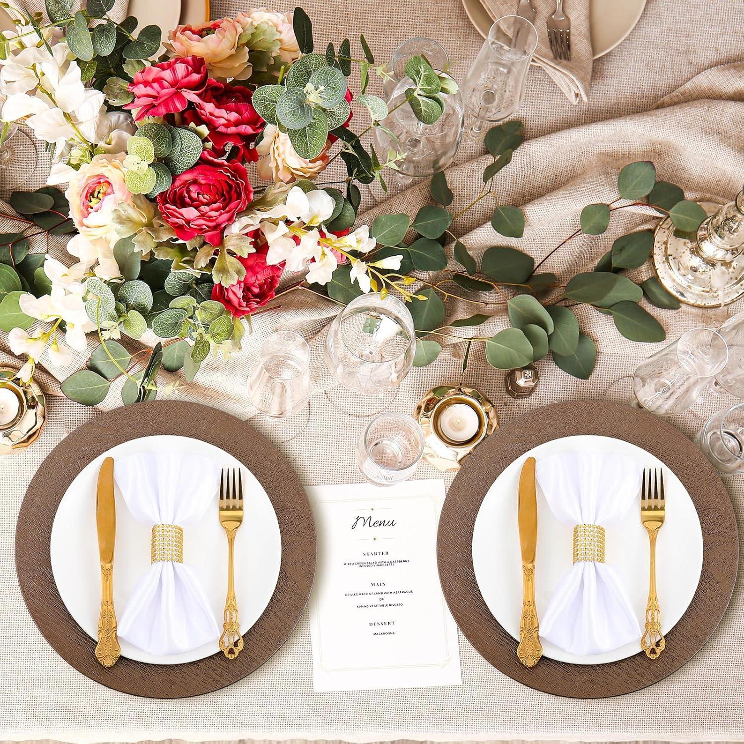 Mifoci 50 Platos Cargadores de Plástico Rústicos 33 cm