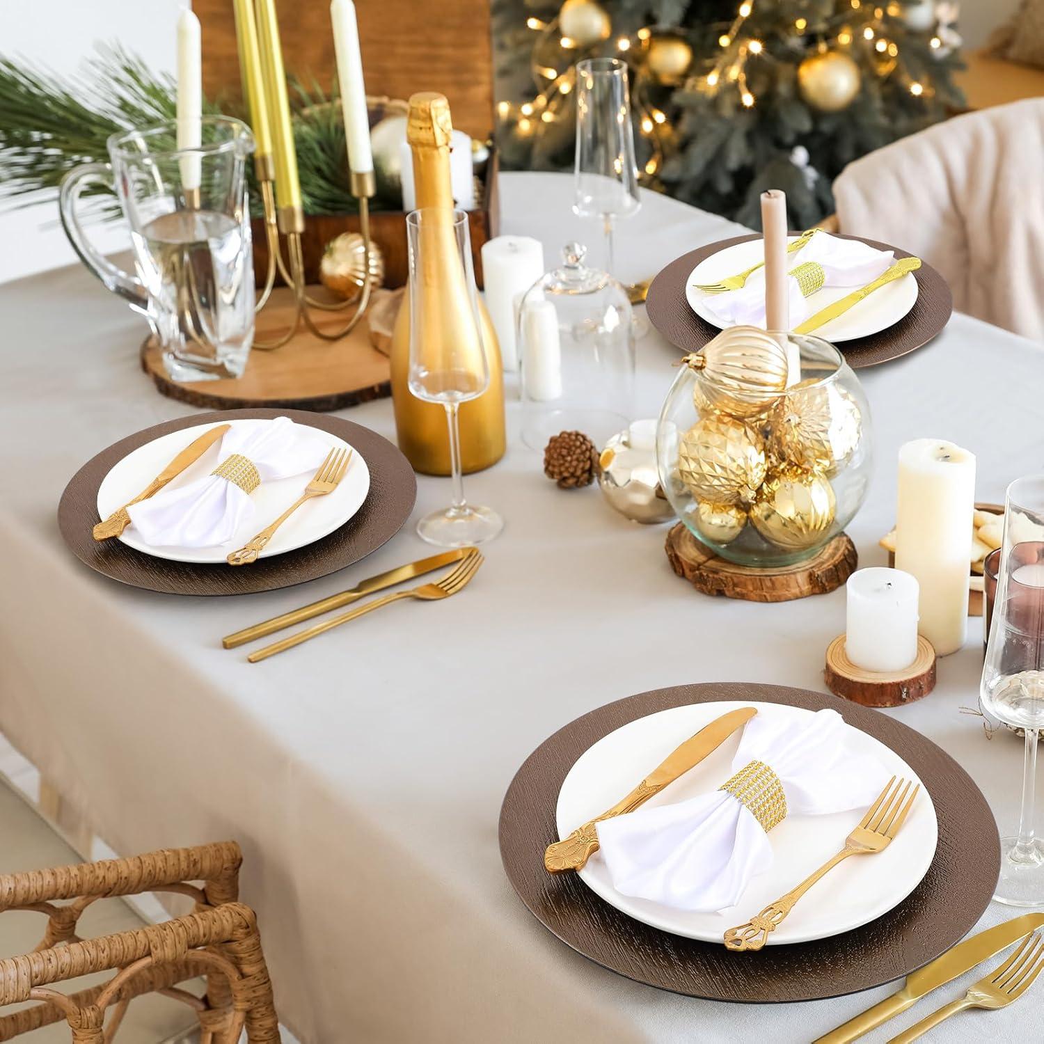 Mifoci 50 Platos Cargadores de Plástico Rústicos 33 cm