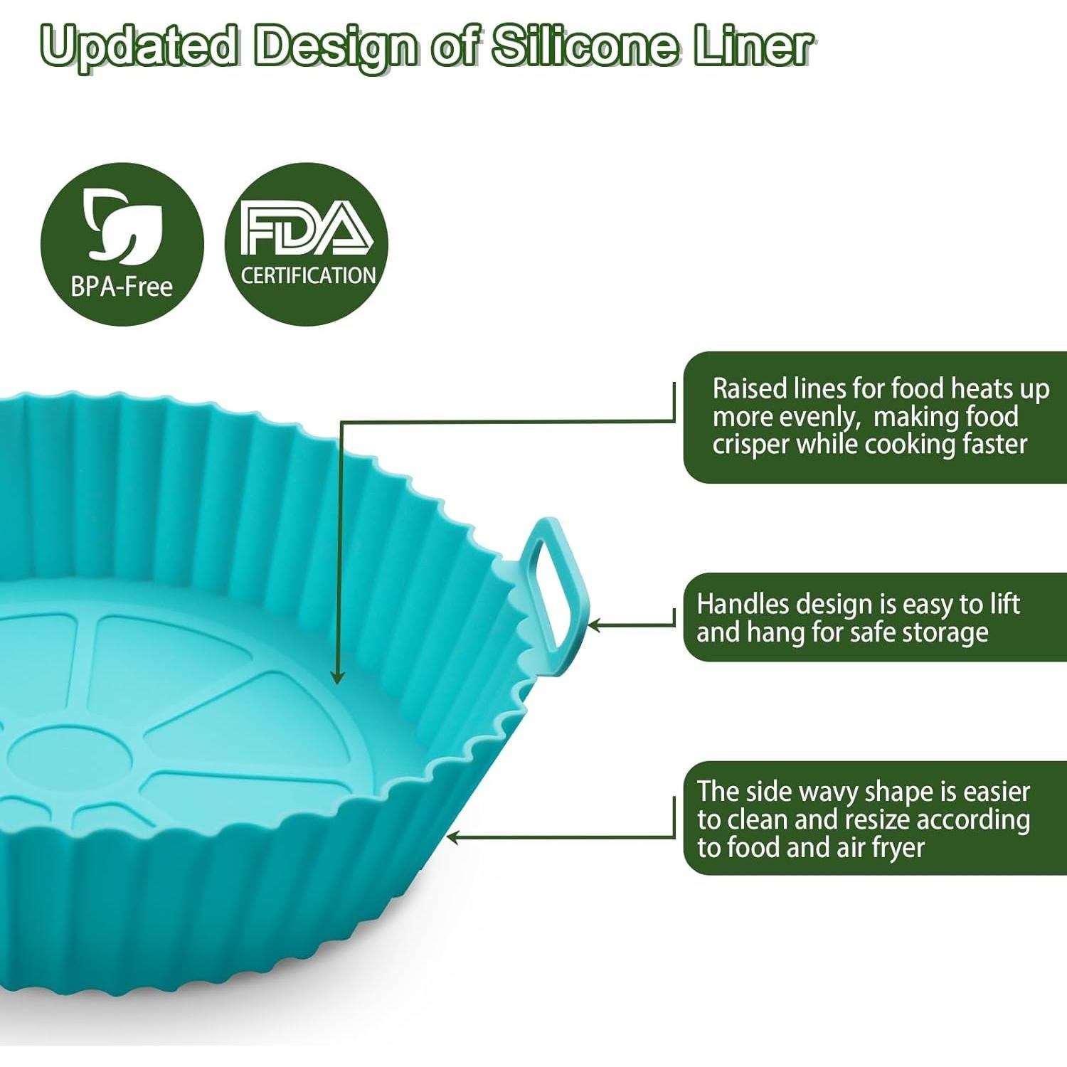 Paquete de 3 forros de silicona Komzon 20,32 cm reutilizables