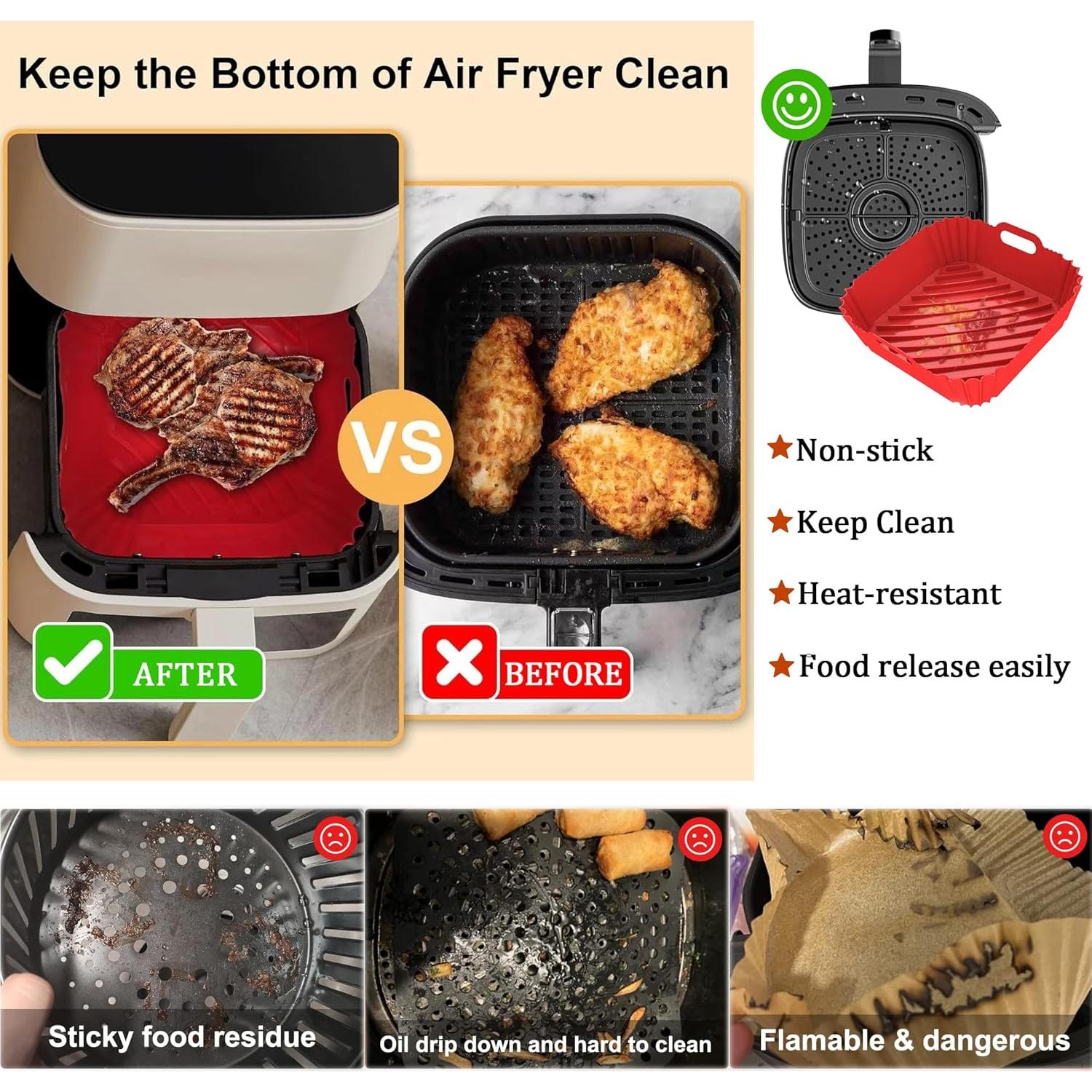 Forros de Silicona para Freidora de Aire OAWEEN 3 Pcs 22 cm