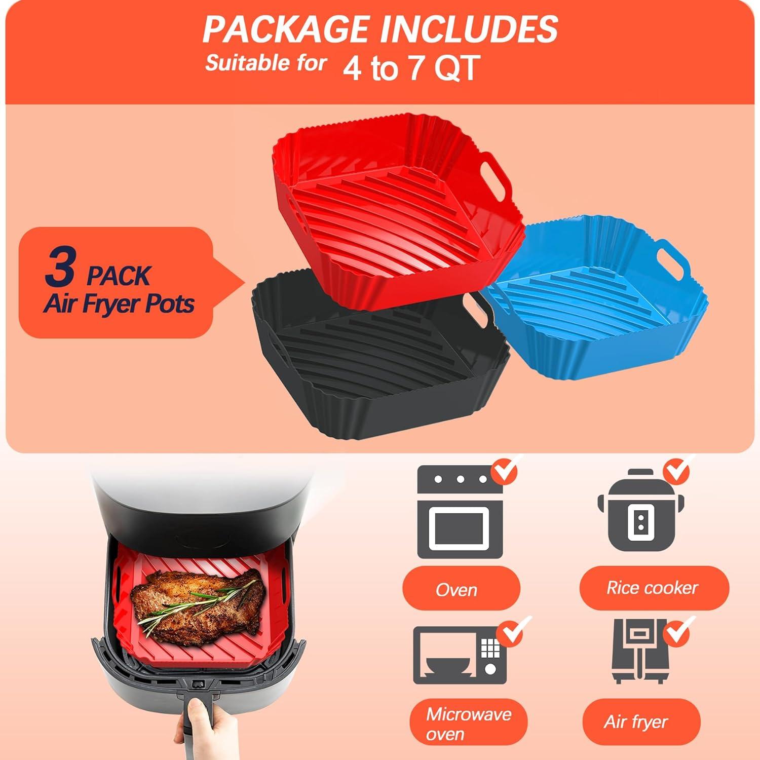 Forros de Silicona para Freidora de Aire OAWEEN 3 Pcs 22 cm