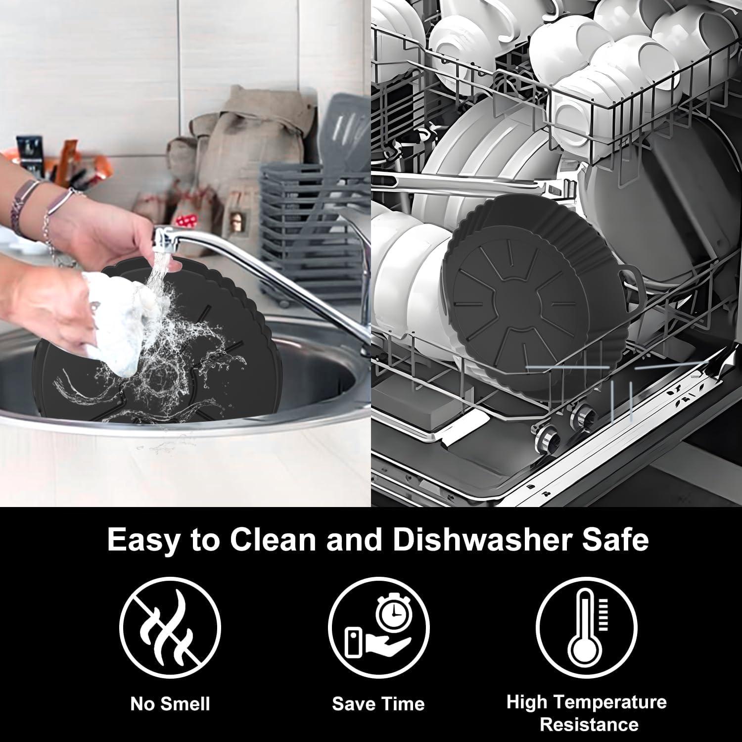 Round Silicone Air Fryer Liners 3Pack, Ninja AF101 & AF161 Silicone Liners for 4-5.3QT, Reusable Air Fryer Accessories Food Grade Liners, Compatible with Ninja, COSORI, Tefal, Bear, Chefman