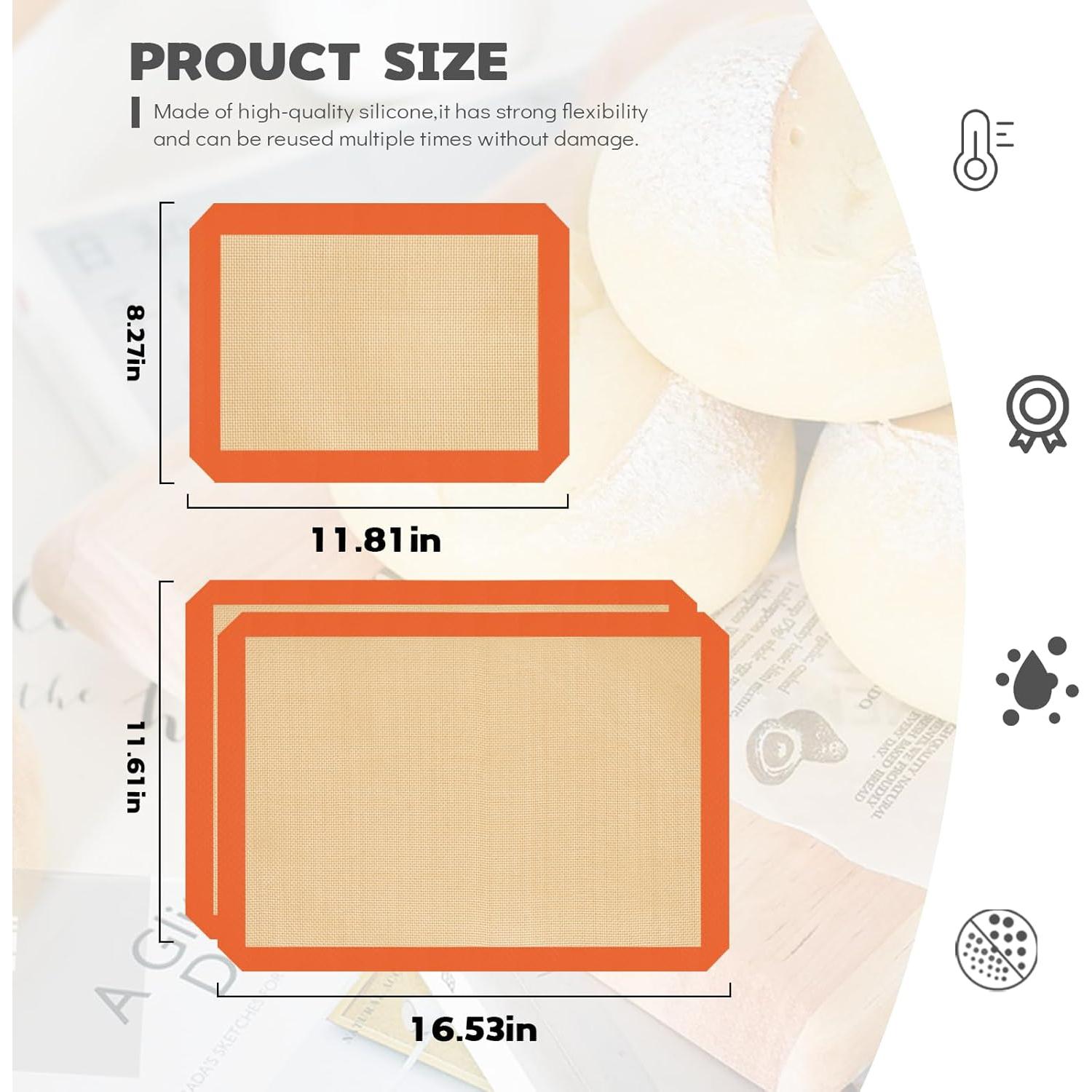 Juego de 3 Tapetes de Silicona Dwavele Antiadherentes 42x30 cm