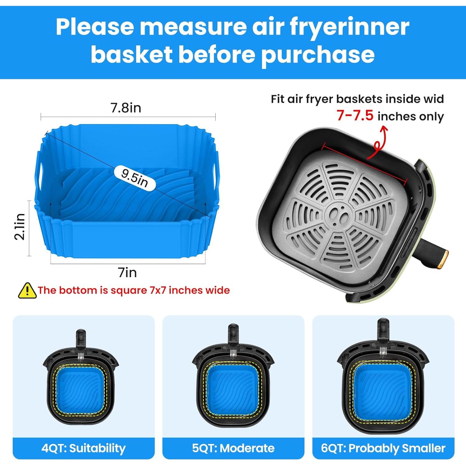 Forros de Silicona Reutilizables Redfly para Freidora 4-5.5 QT