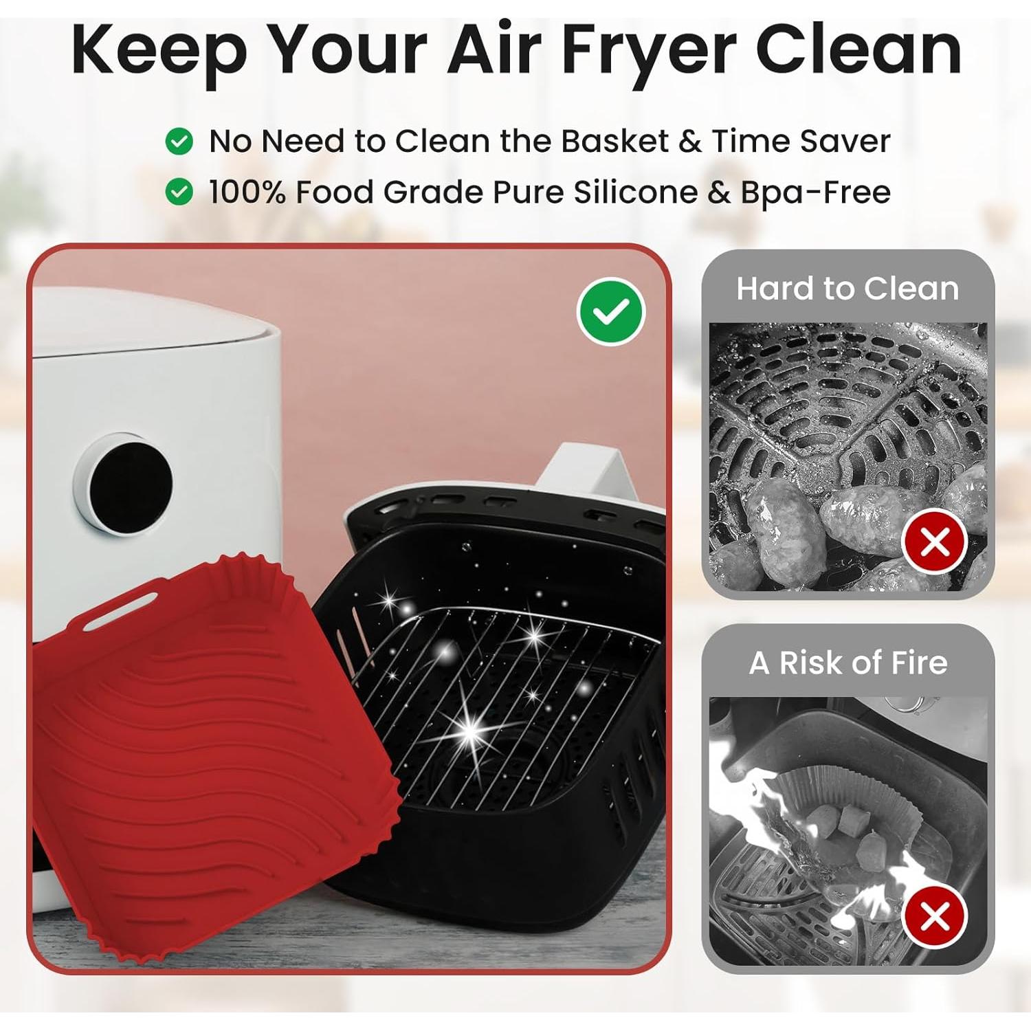 Forros de Silicona Reutilizables Redfly para Freidora 4-5.5 QT