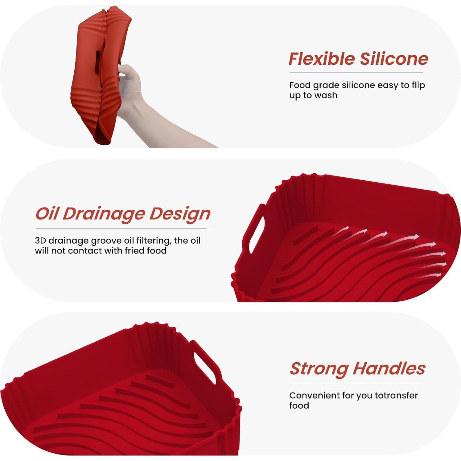 Forros de Silicona Reutilizables Redfly para Freidora 4-5.5 QT