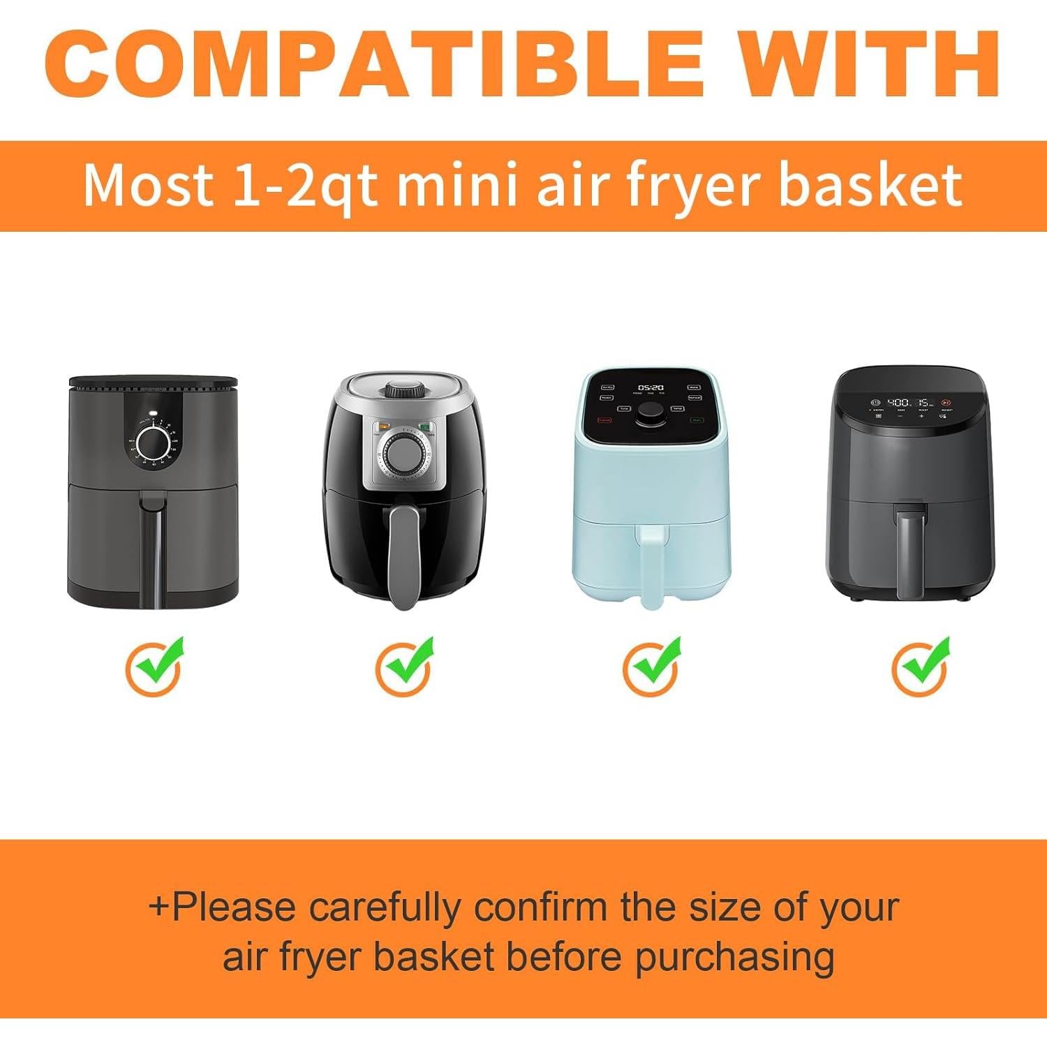 Silicone Air Fryer Liners Reusable for 1-2qt Air Fryers, 3 Pack Non-Stick Round Parchment Paper AirFryer Liner Compatible with Ninja Mini, Instant Vortex 2 QT, CHEFMAN Small, COSORI Small