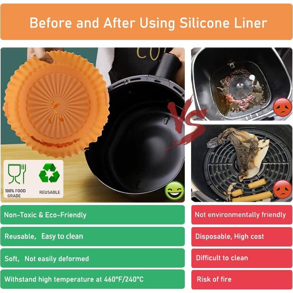 Forros de Silicona Reutilizables para Freidora de Aire 2 QT - Hwojjha
