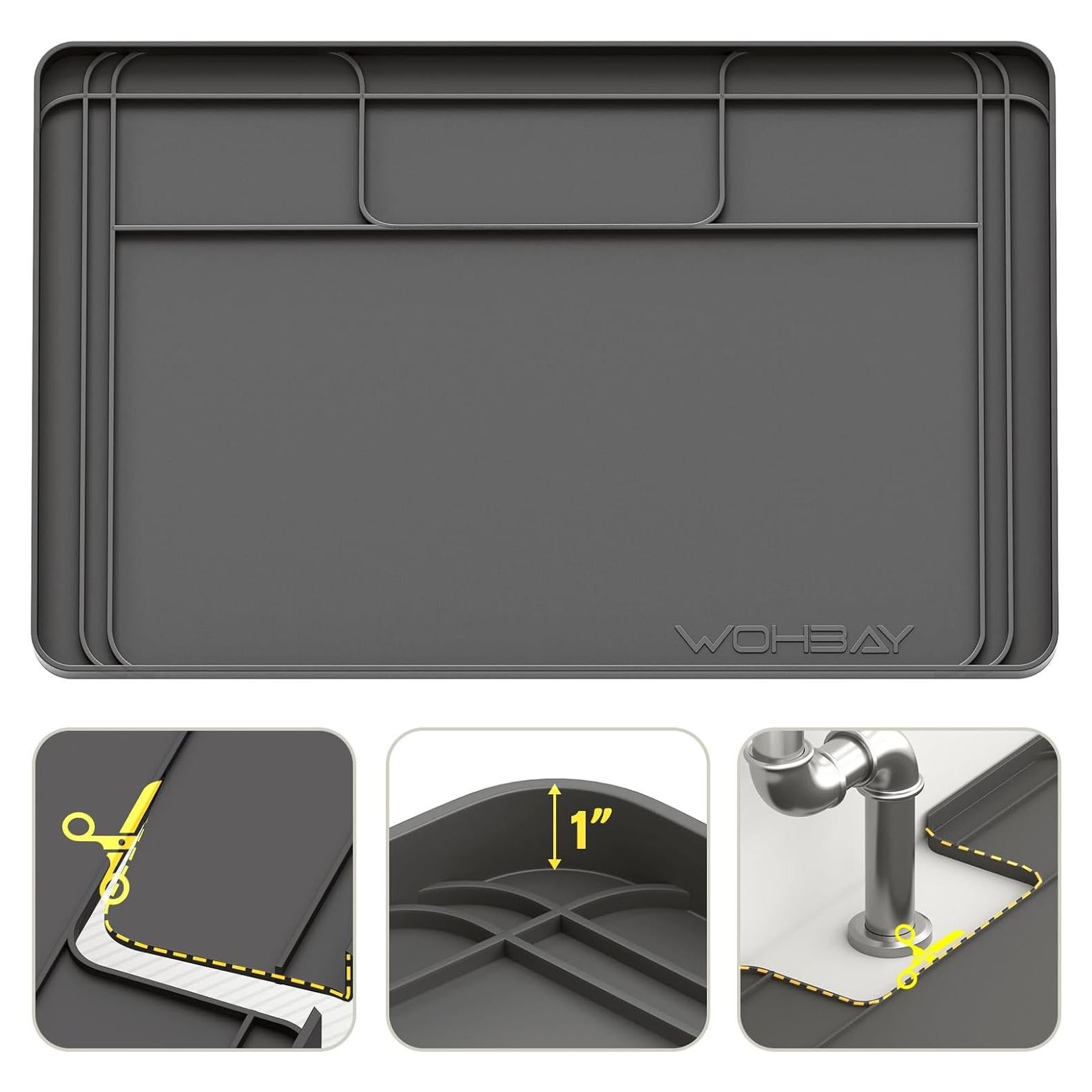 Alfombrilla recortable para fregadero Wohbay 86x55 cm gris