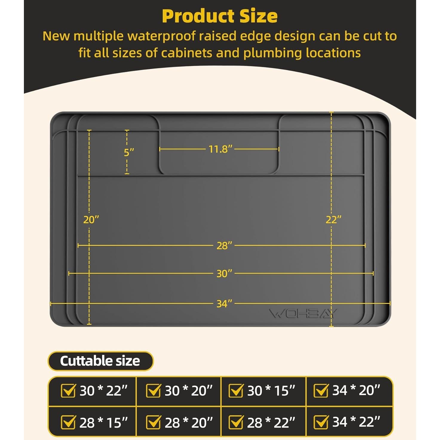 Alfombrilla recortable para fregadero Wohbay 86x55 cm gris