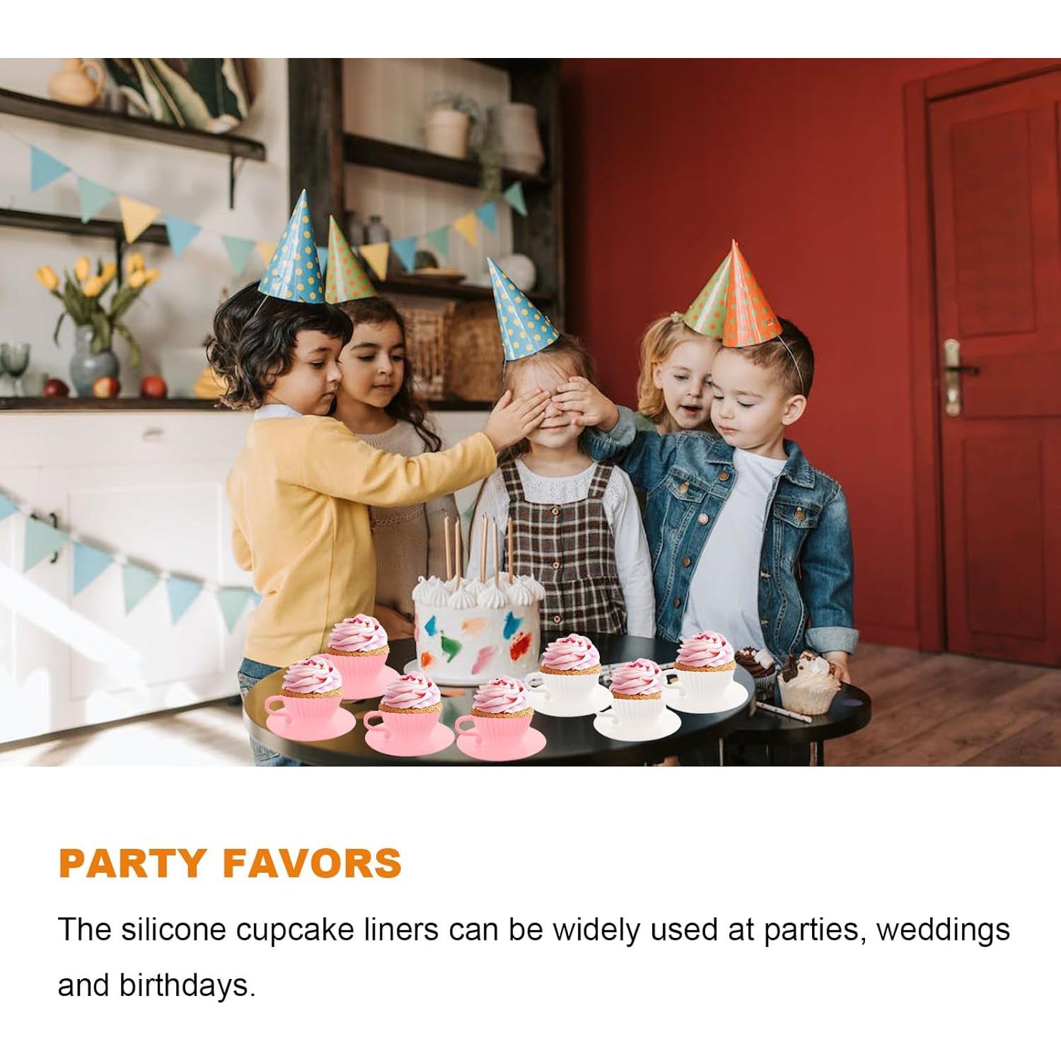 Moldes de Cupcake de Silicona Qancesd 16 Pcs Rosa