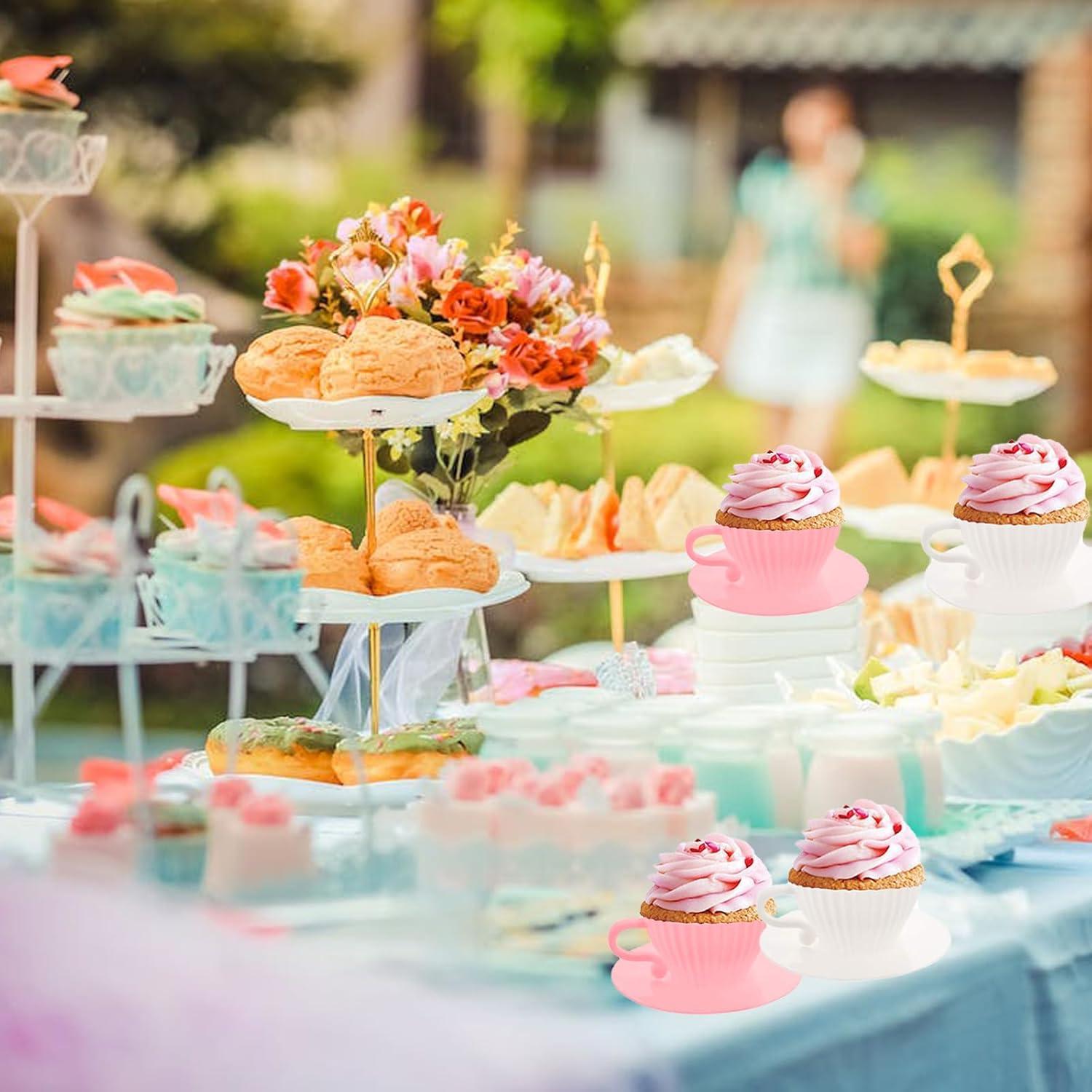 Moldes de Cupcake de Silicona Qancesd 16 Pcs Rosa