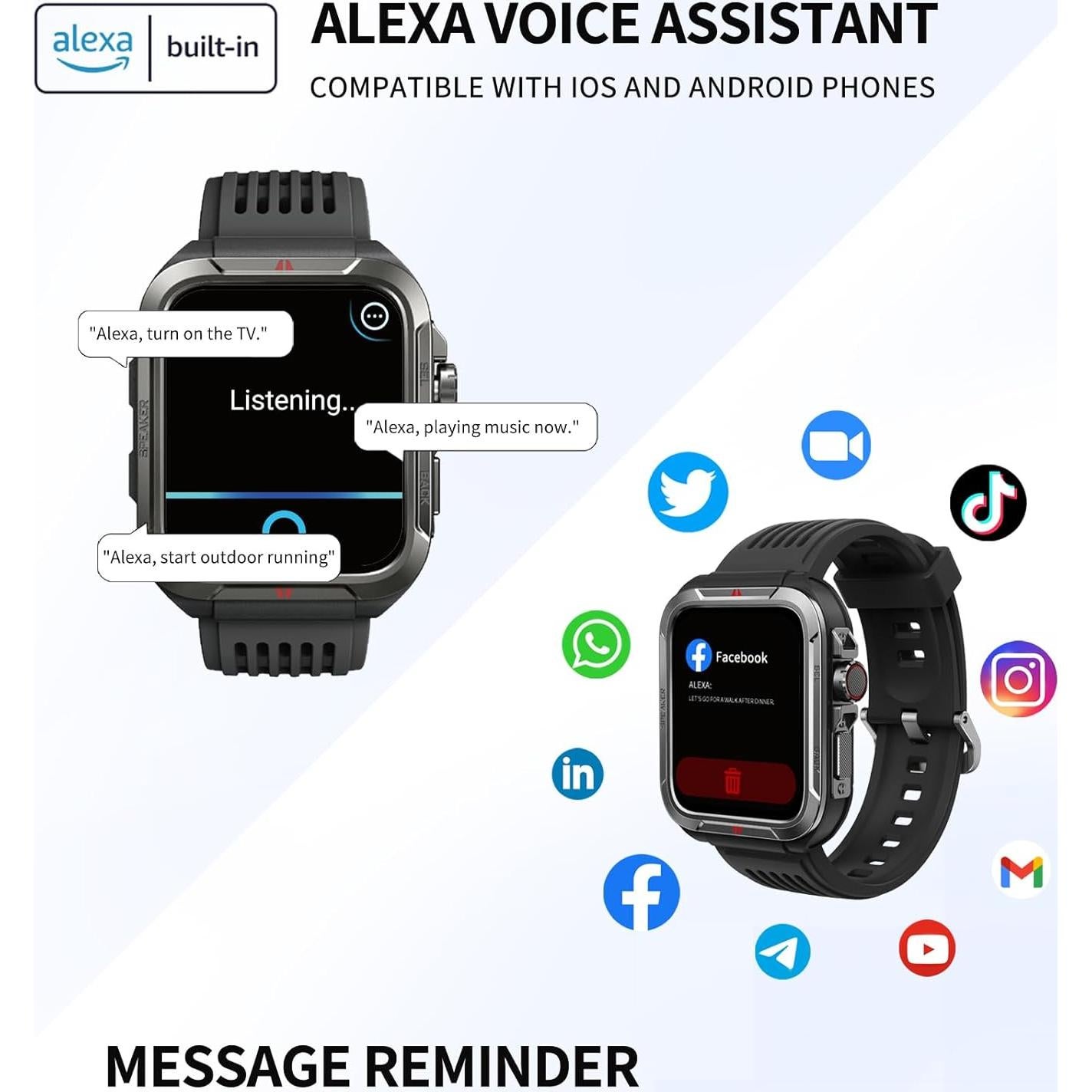 Reloj Inteligente Keeponfit S01 con Alexa y 100 Modos Deportivos