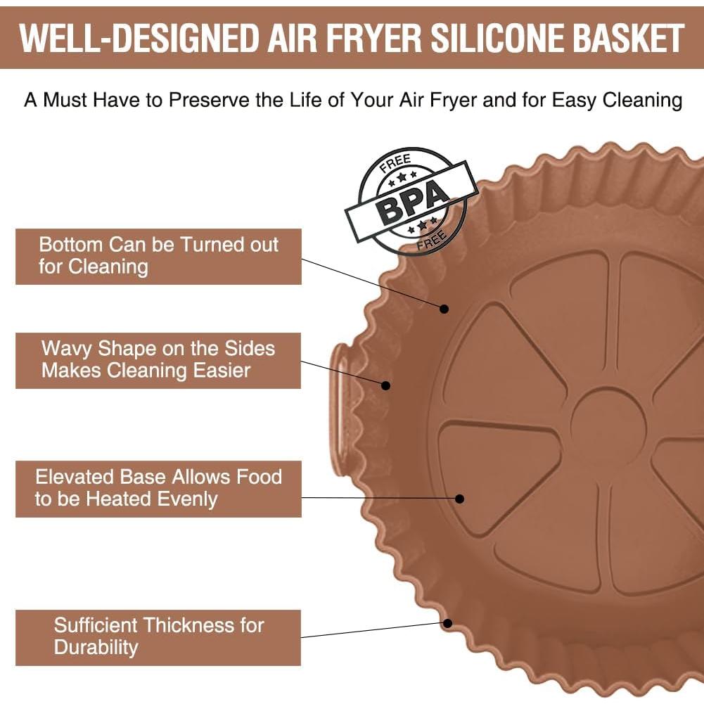 Forro de Silicona Reutilizable Xabzhzn 9" para Freidora de Aire