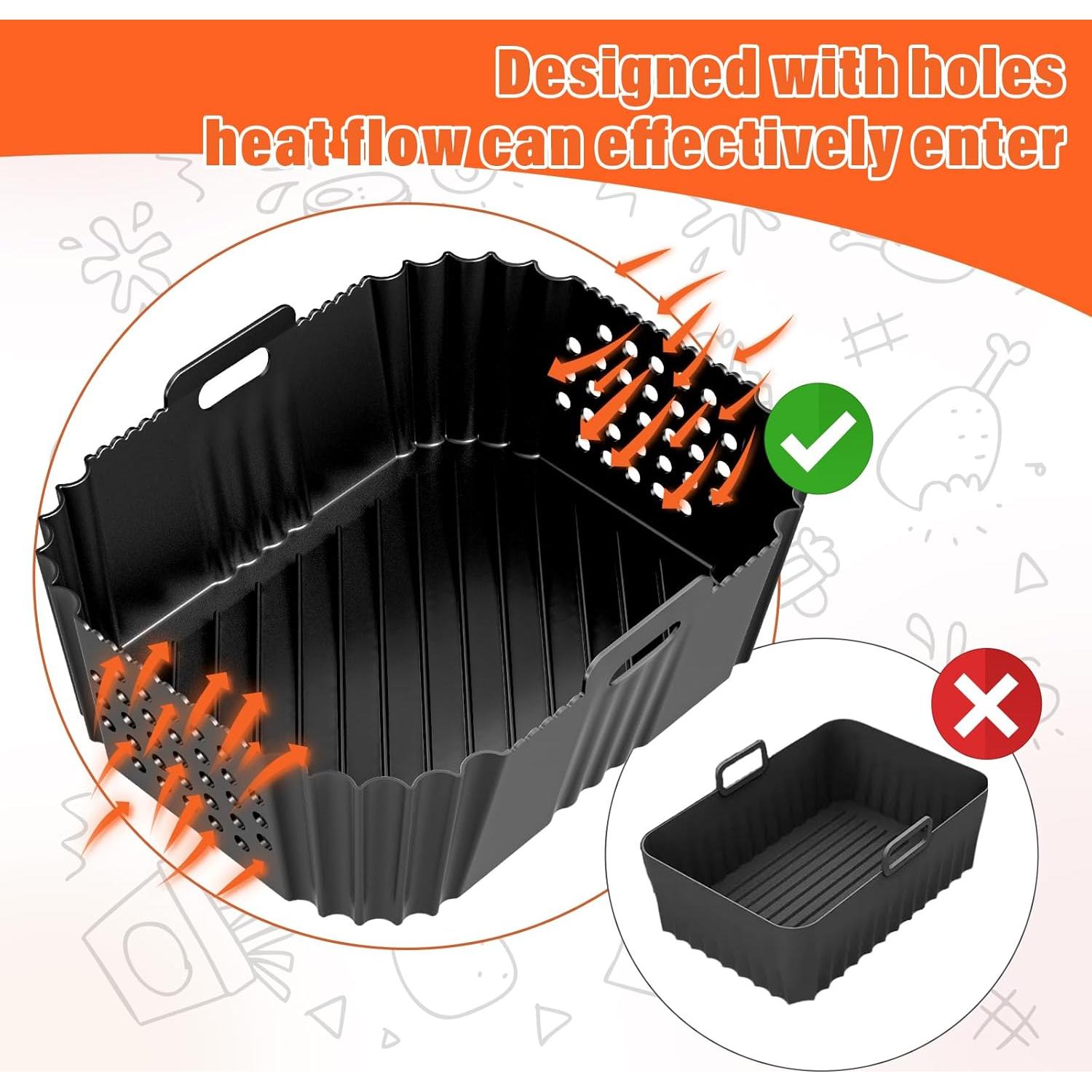 Ninja Double Stack Air Fryer Liners - Silicone Liners for 2 Basket, XL 9.5L Air Fryer