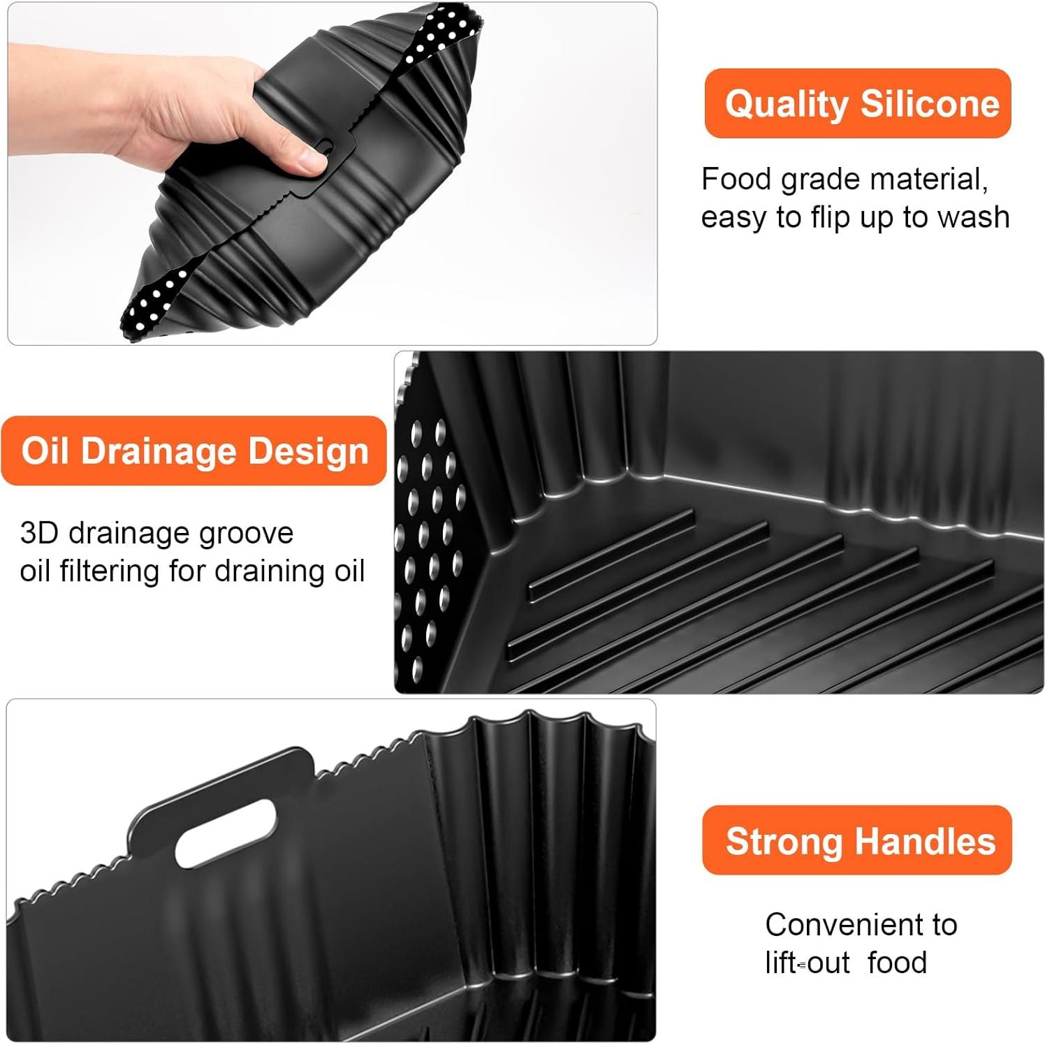 Ninja Double Stack Air Fryer Liners - Silicone Liners for 2 Basket, XL 9.5L Air Fryer