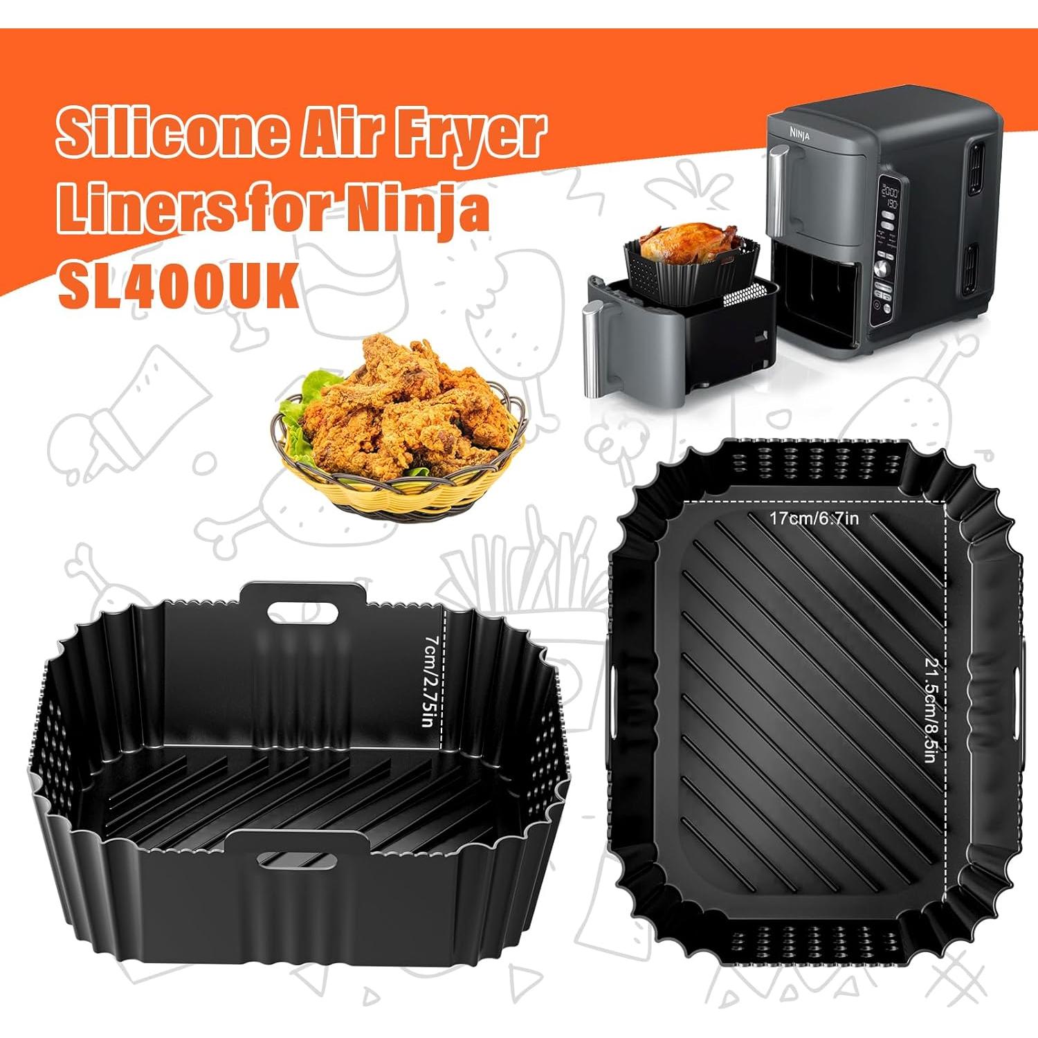 Ninja Double Stack Air Fryer Liners - Silicone Liners for 2 Basket, XL 9.5L Air Fryer