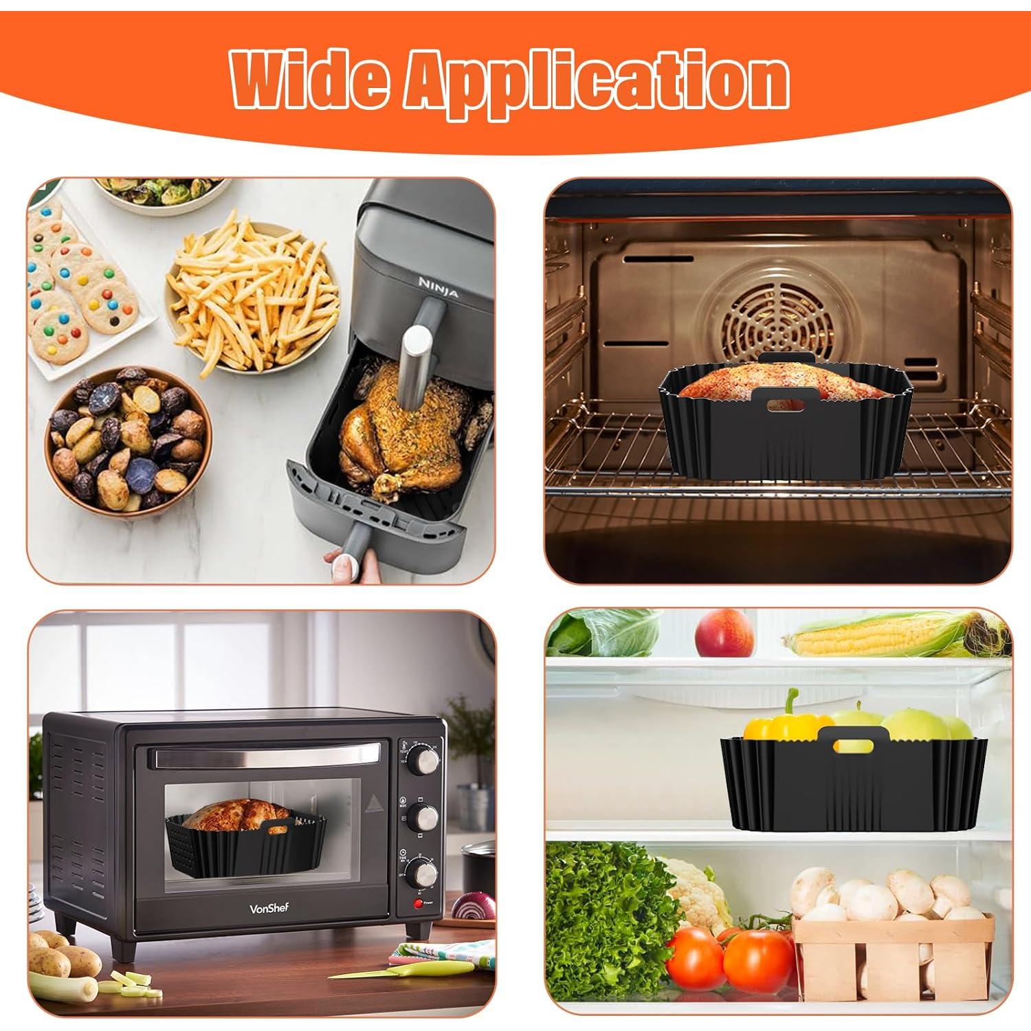 Ninja Double Stack Air Fryer Liners - Silicone Liners for 2 Basket, XL 9.5L Air Fryer