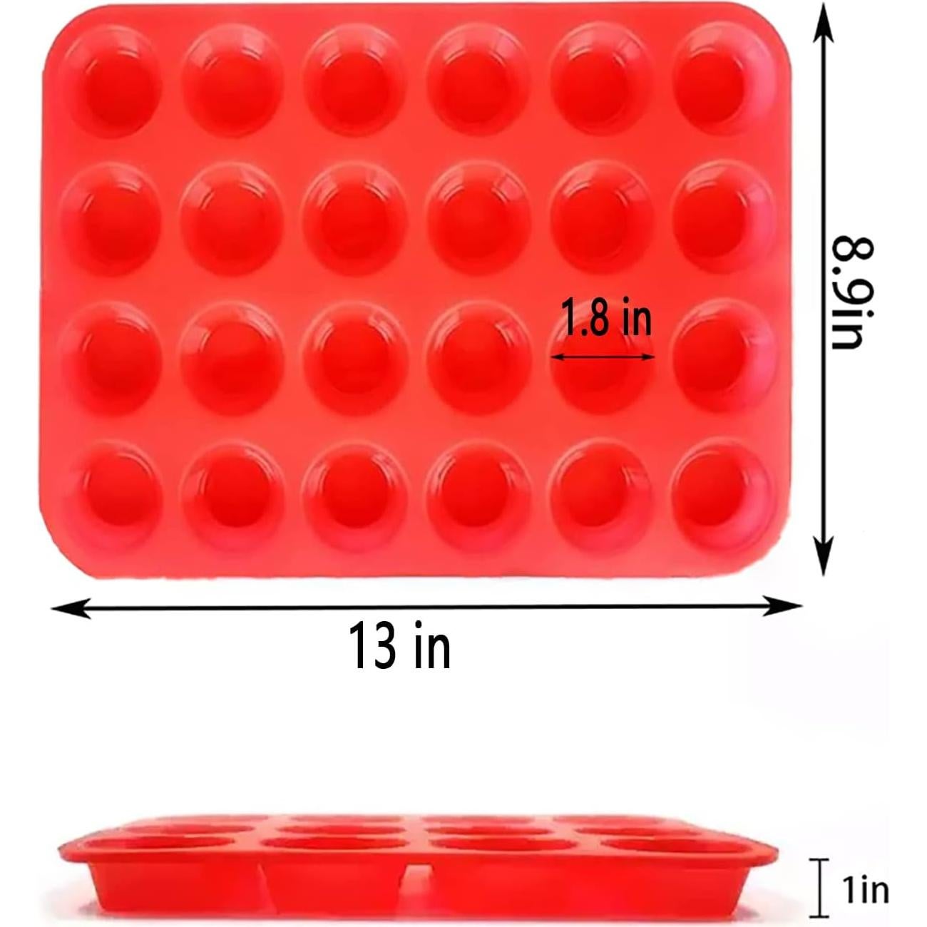 Molde de Silicona Antiadherente JEWOSTER 24 Tazas Rojas