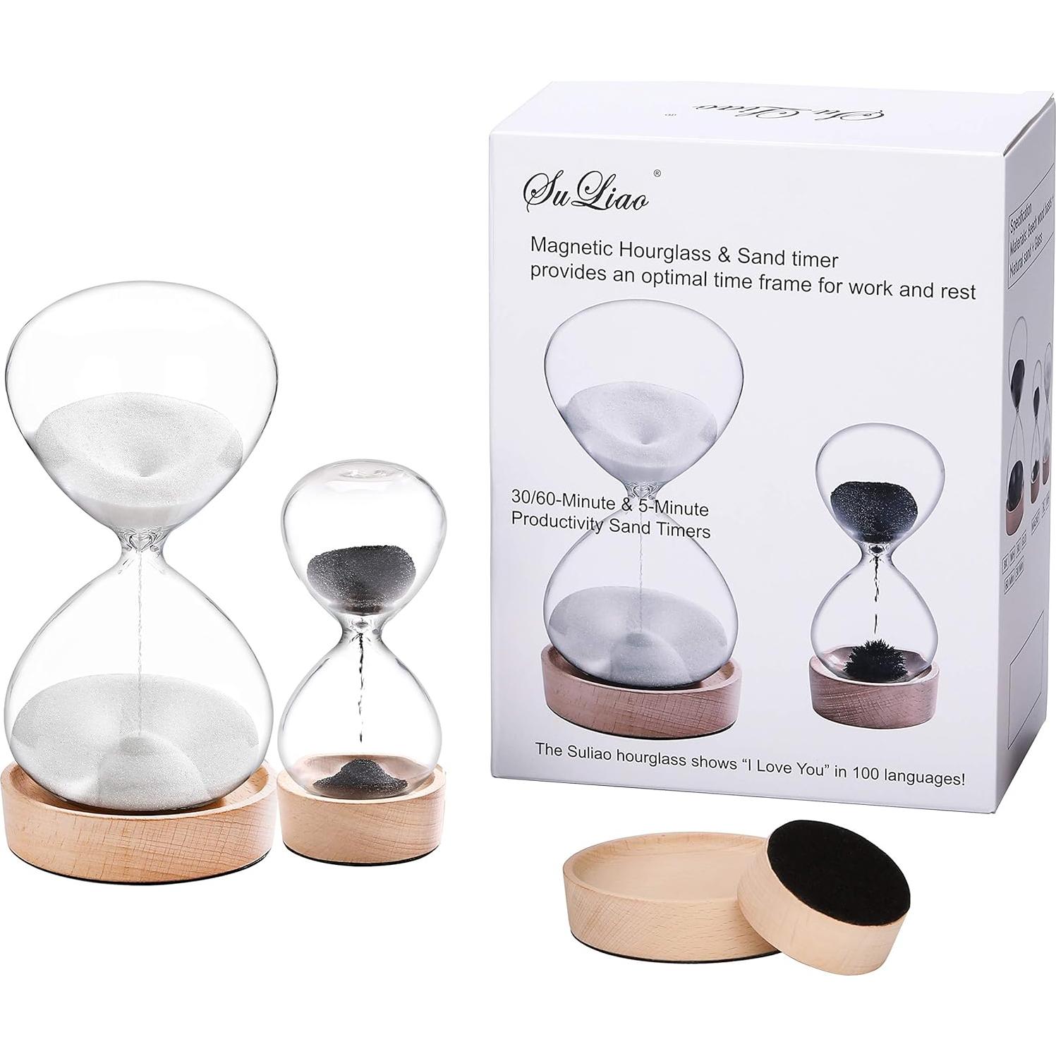 Reloj de Arena SuLiao 30 Min y 5 Min con Base de Madera