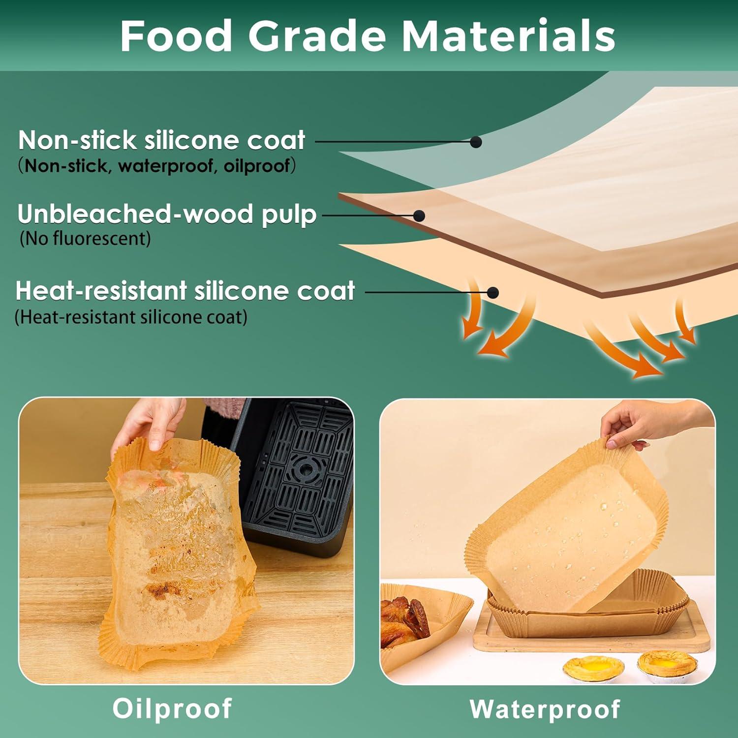 Papel Pergamino para Freidora de Aire Vailnd 50 Hojas 21.84x13.97 cm