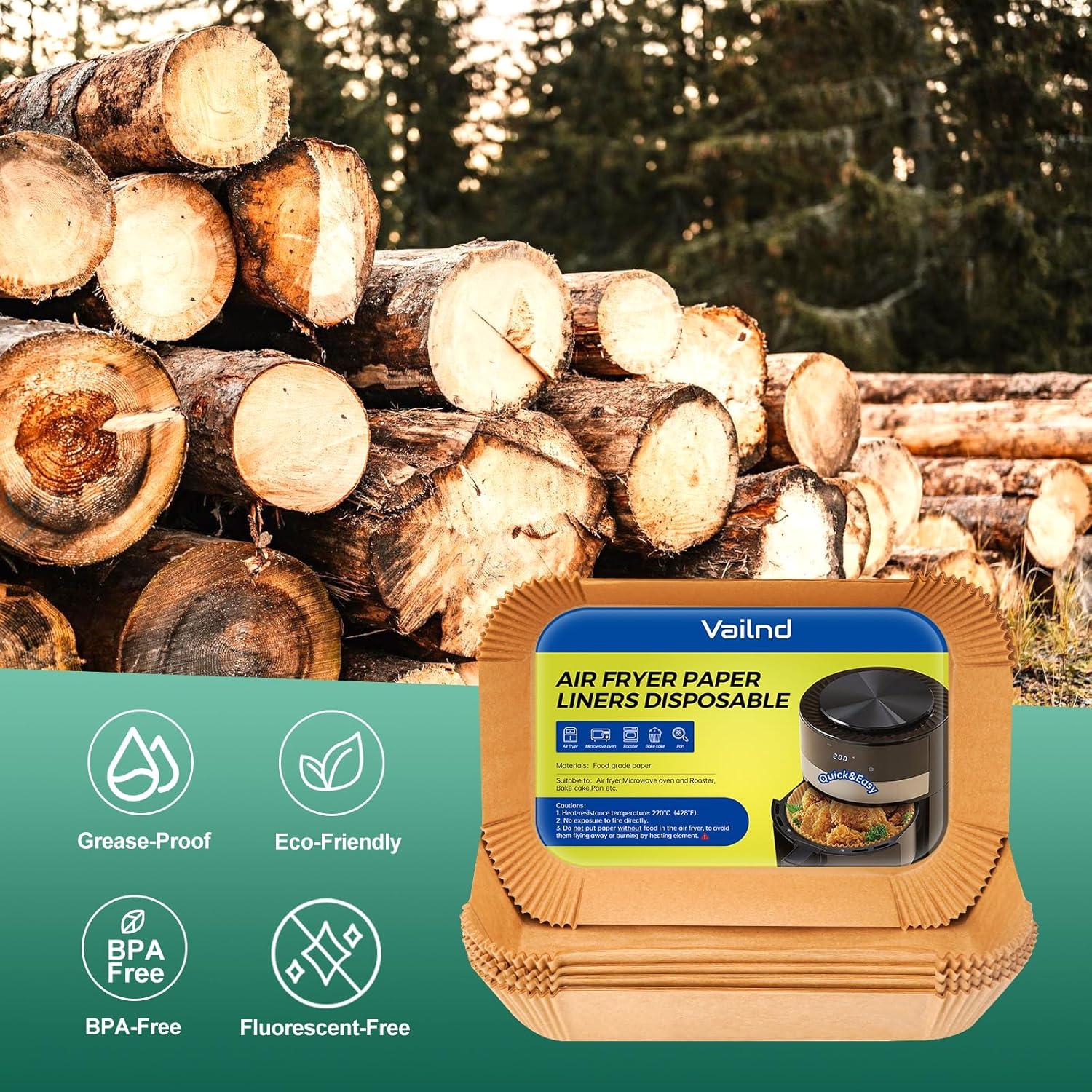 Papel Pergamino para Freidora de Aire Vailnd 50 Hojas 21.84x13.97 cm