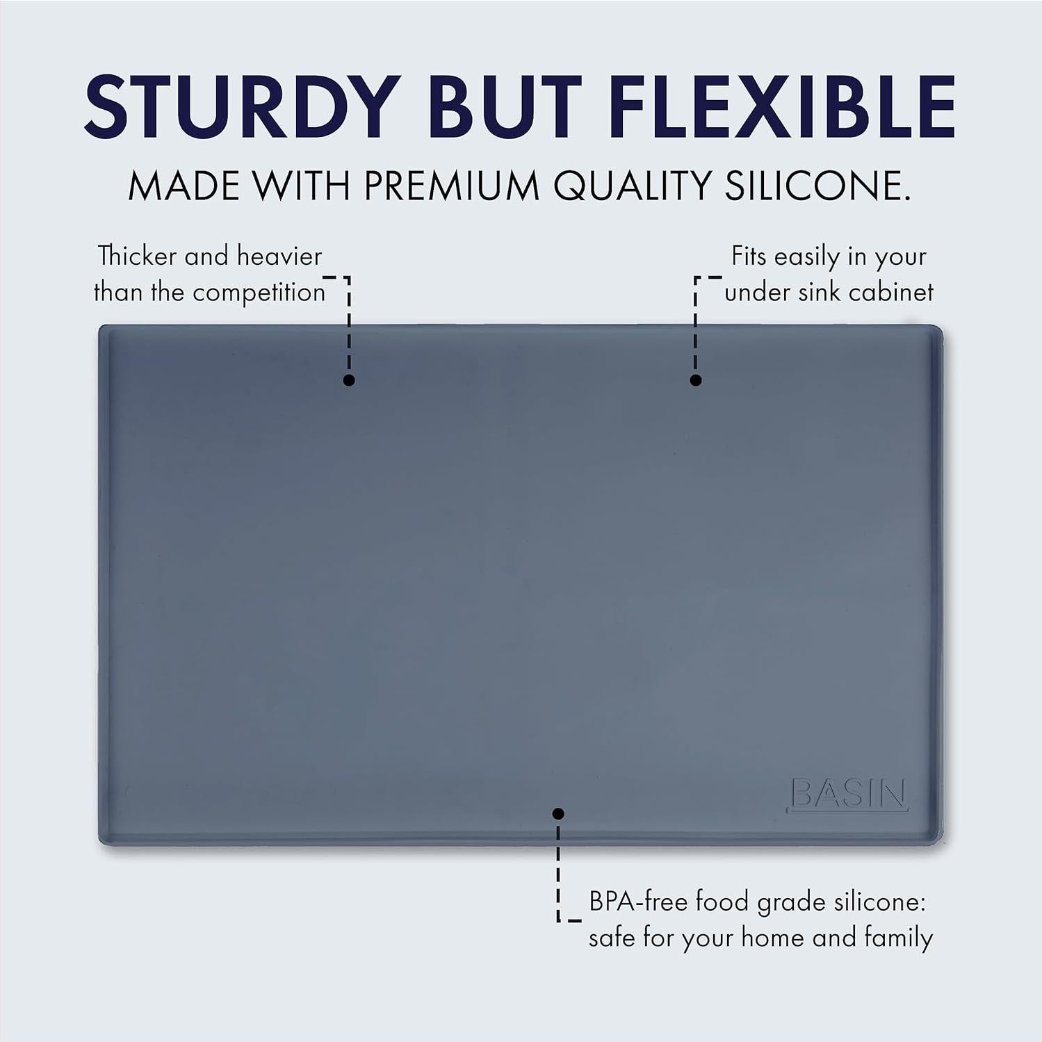 Tapete de Silicona BASIN para Bajo Fregadero Gris 55.88x87.63 cm