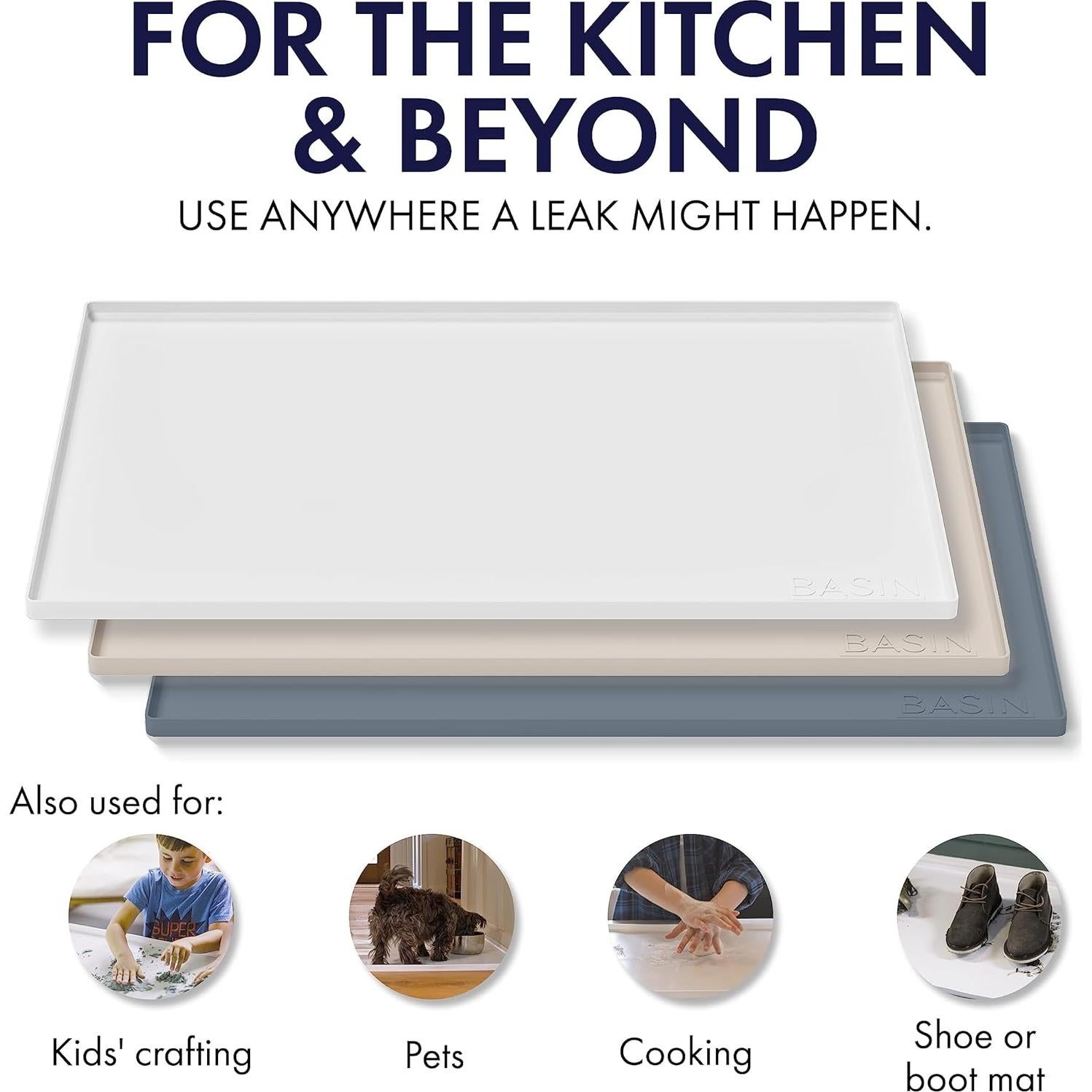 Tapete de Silicona BASIN para Bajo Fregadero Gris 55.88x87.63 cm