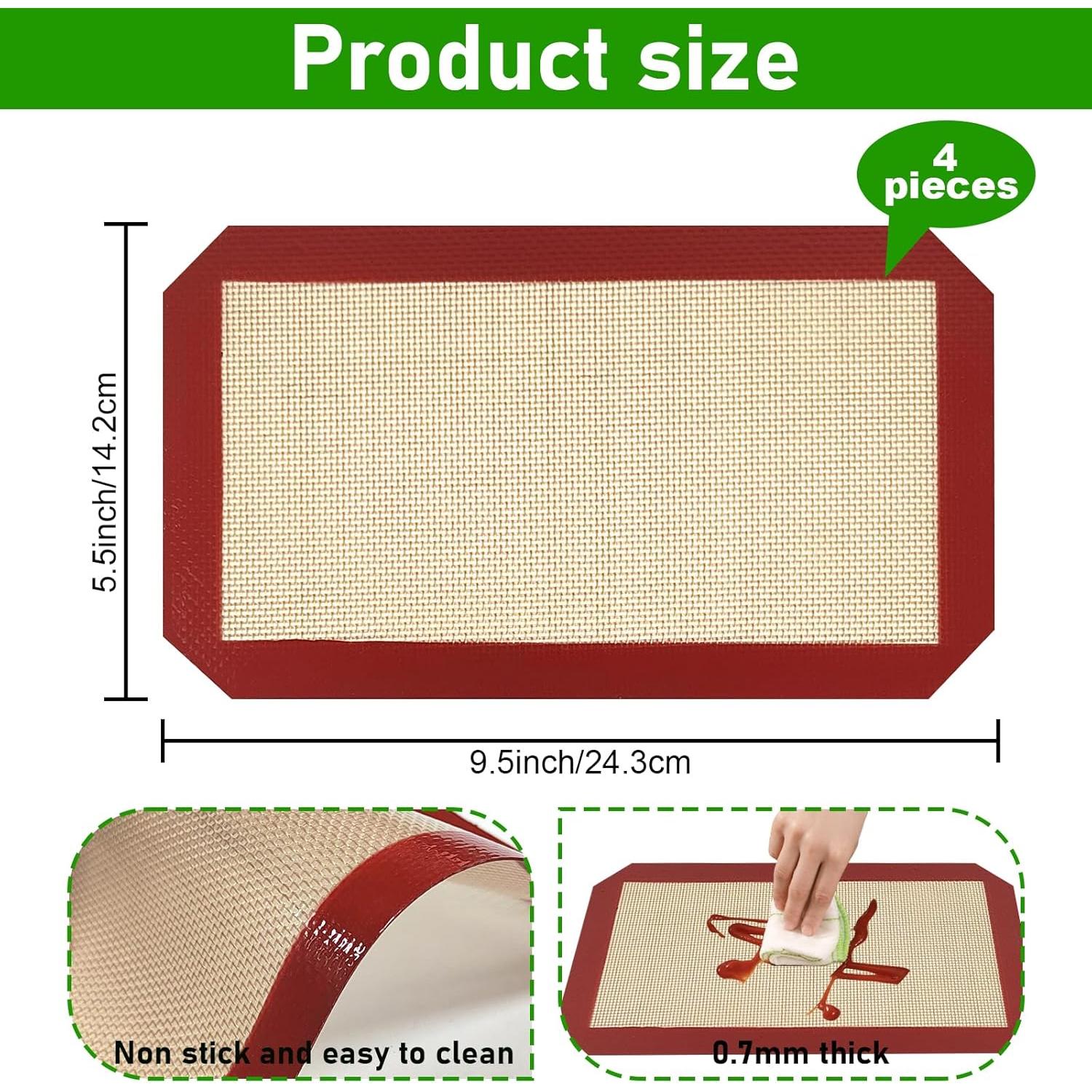 Paquete de 4 Tapetes de Silicona Reutilizables YEXEXINM 24.3x14.2cm