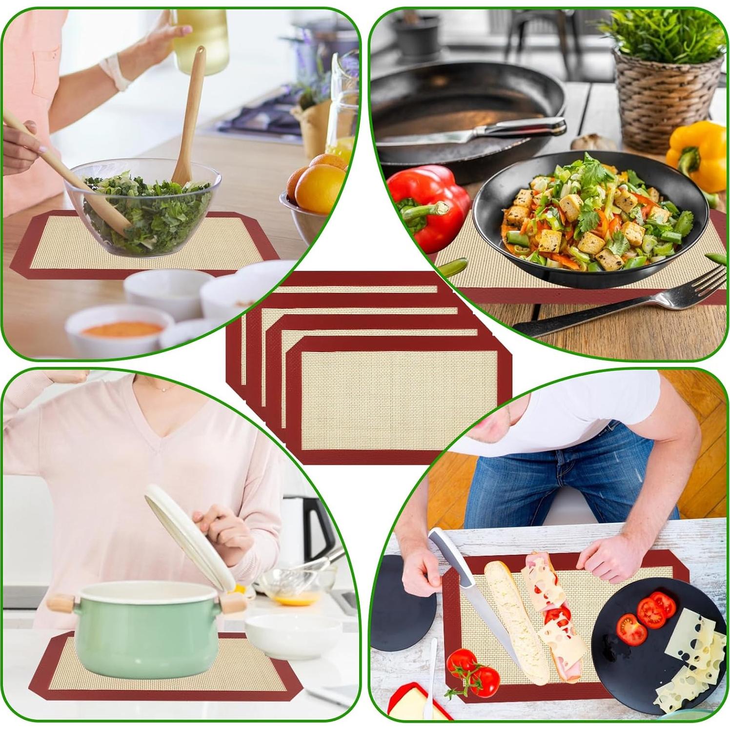 Paquete de 4 Tapetes de Silicona Reutilizables YEXEXINM 24.3x14.2cm