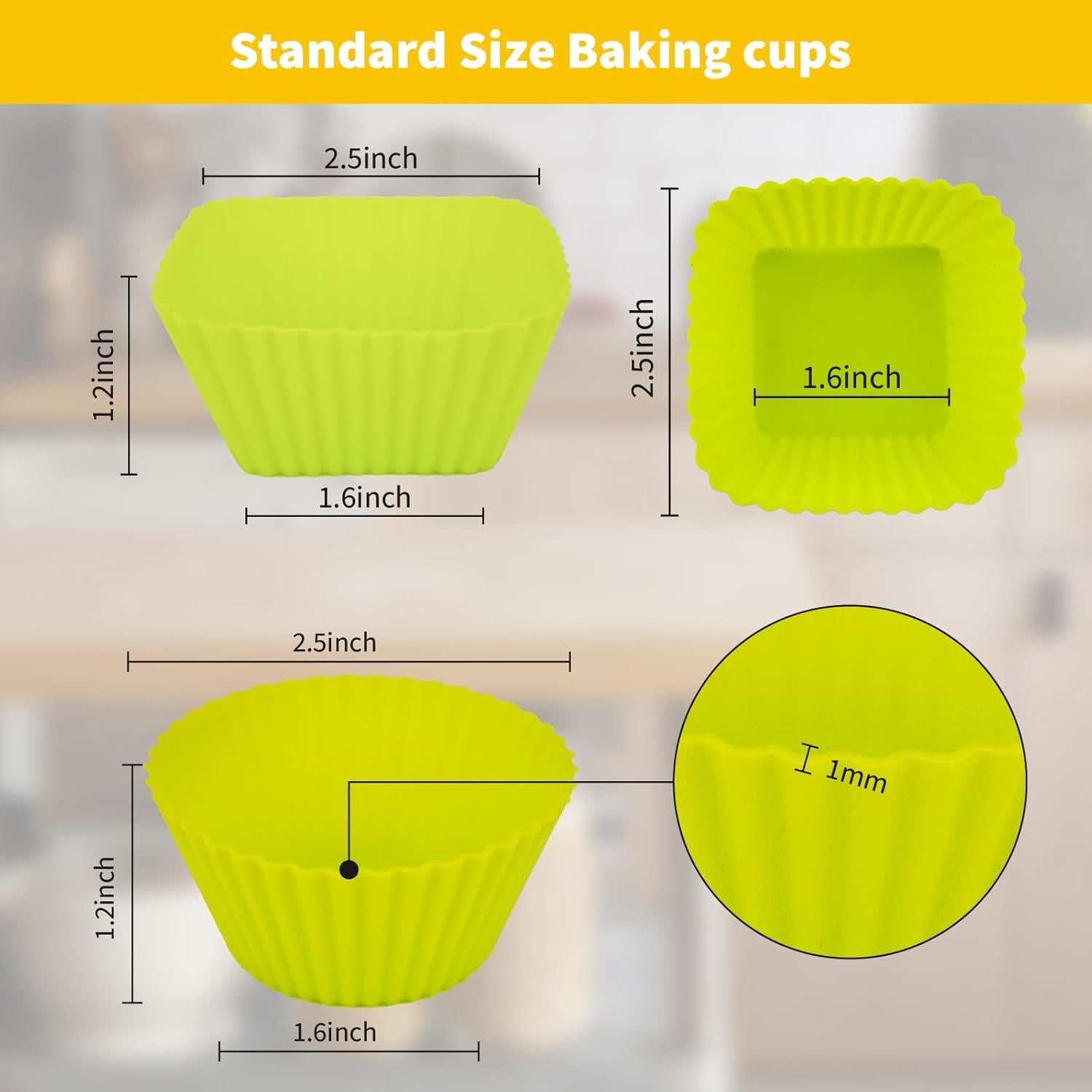 Tazas de Hornear de Silicona YOLCAR 24 Piezas Reutilizables