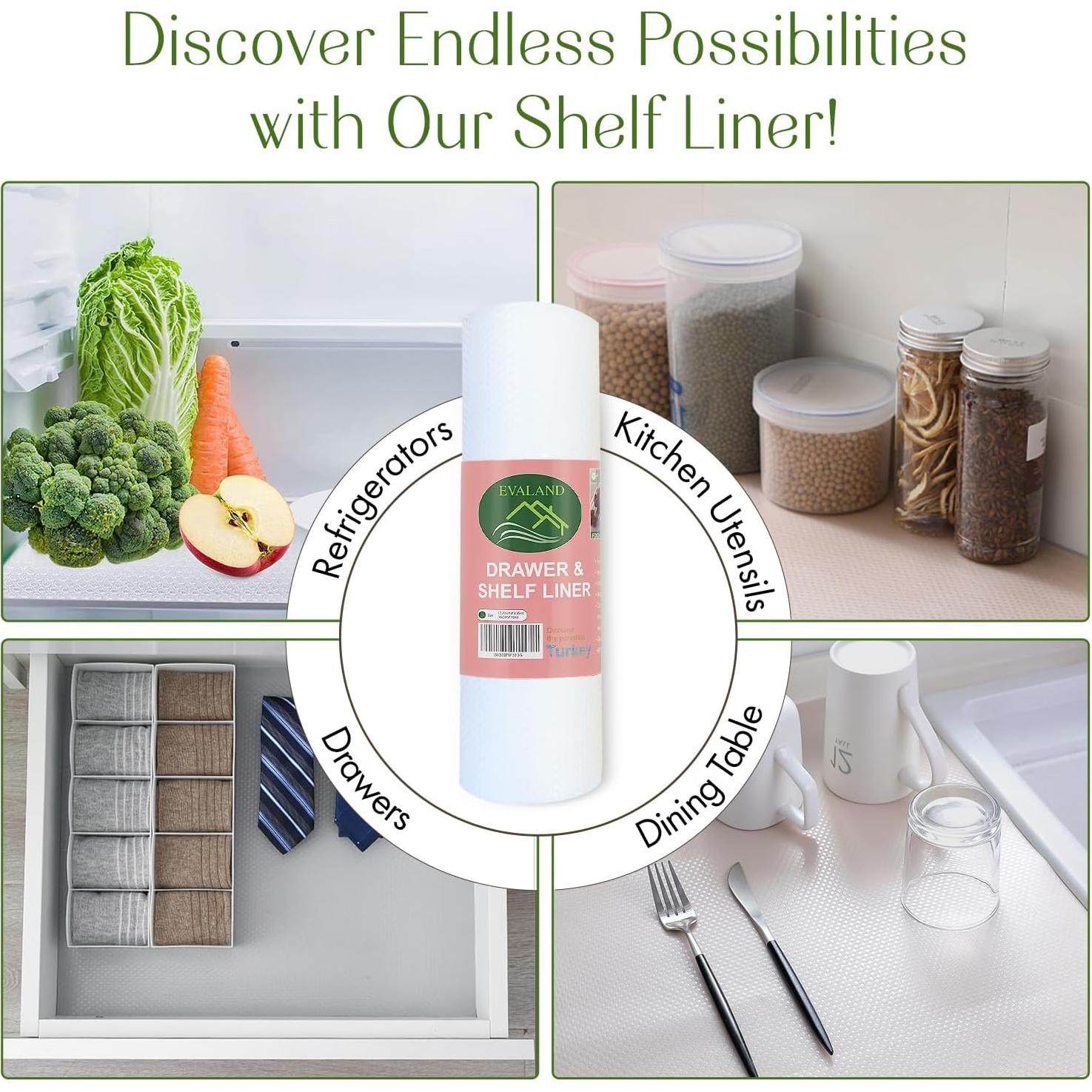 Forro de Estante Antideslizante EVALAND 1.38 kg 12 m Transparente