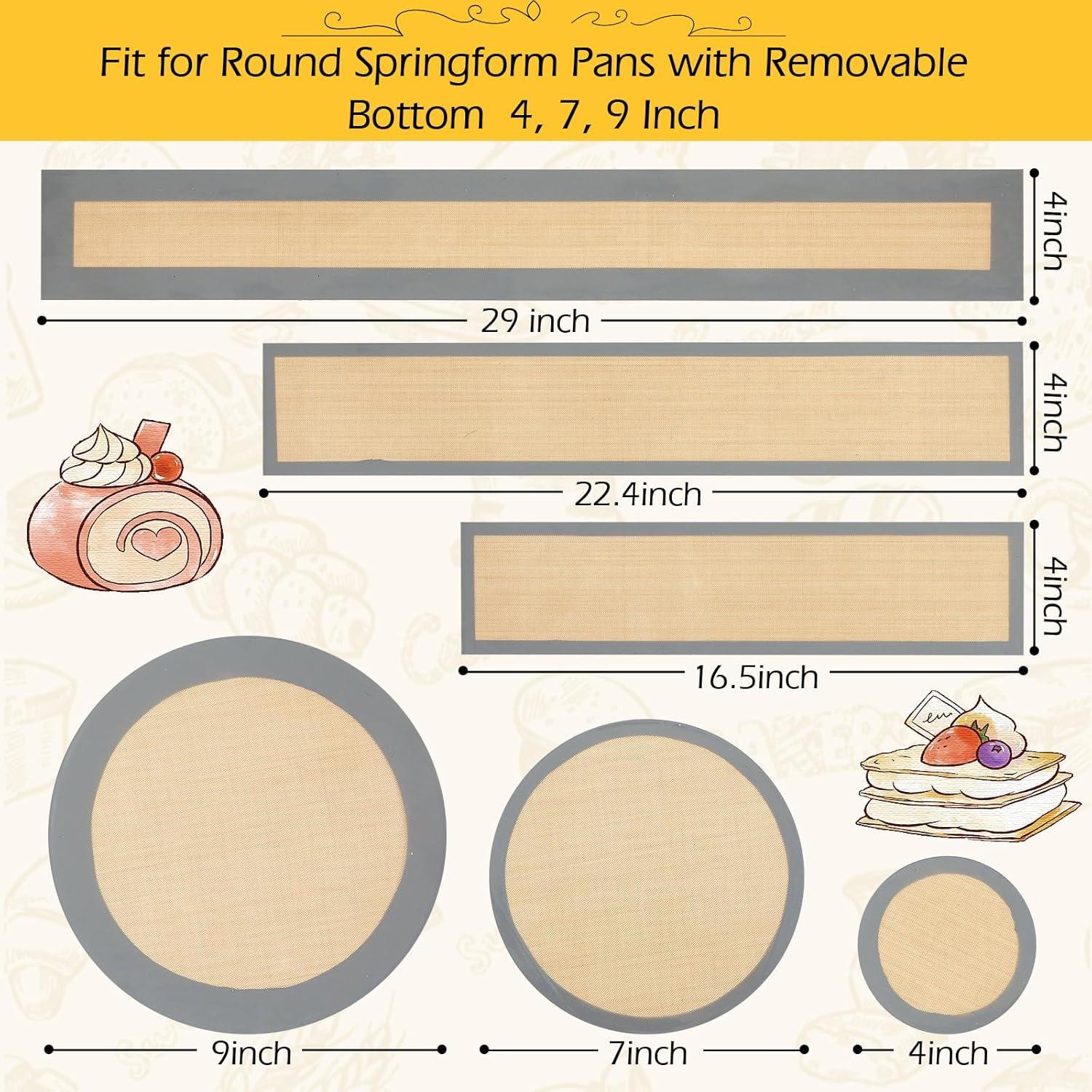Honeydak Set de 3 Alfombrillas Silicona para Hornear 4-9 Pulgadas