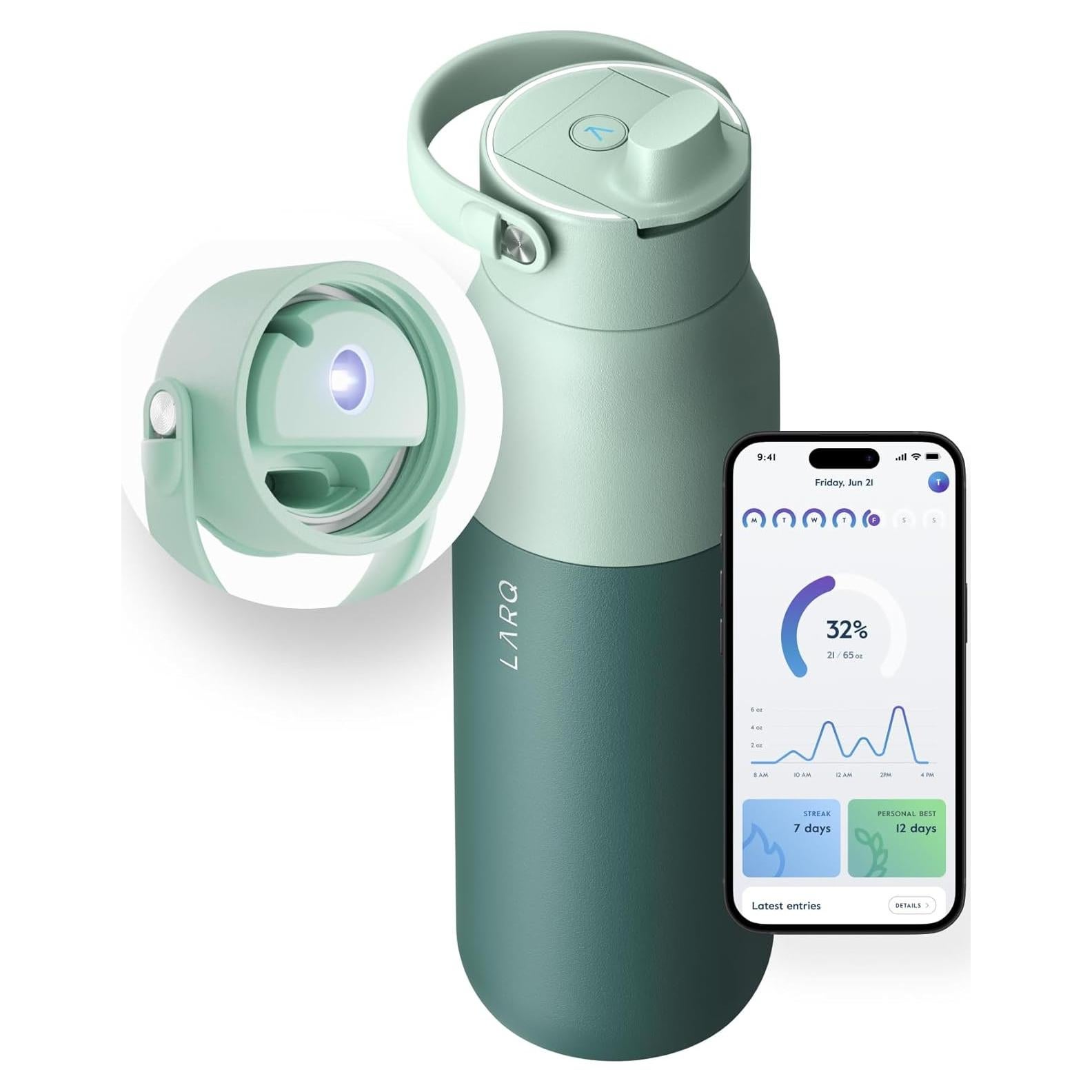 Botella Purificadora LARQ PureVis 2 UV 960ml Verde Eucalipto