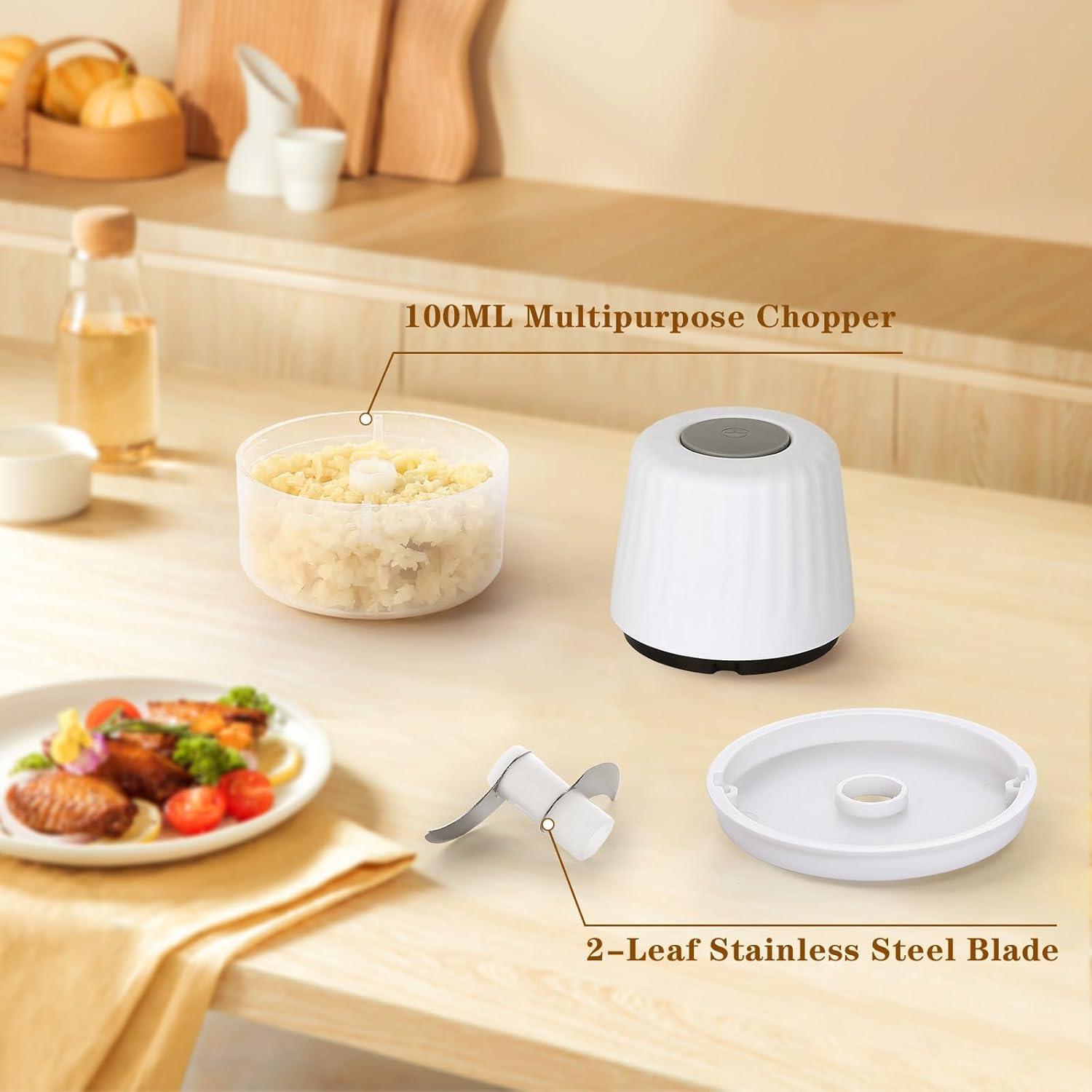 Picador de Ajo Eléctrico Chidoyii 100ML Inalámbrico Blanco