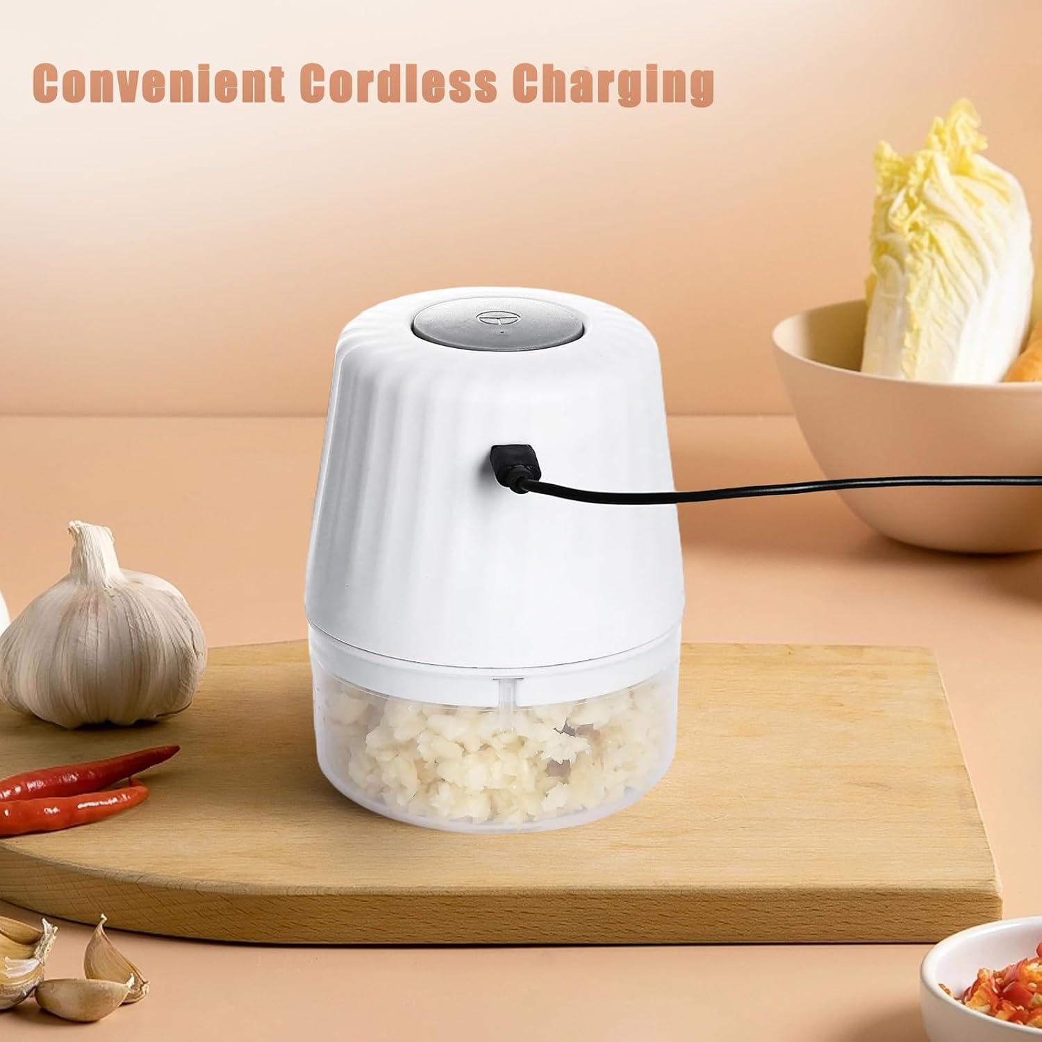 Picador de Ajo Eléctrico Chidoyii 100ML Inalámbrico Blanco