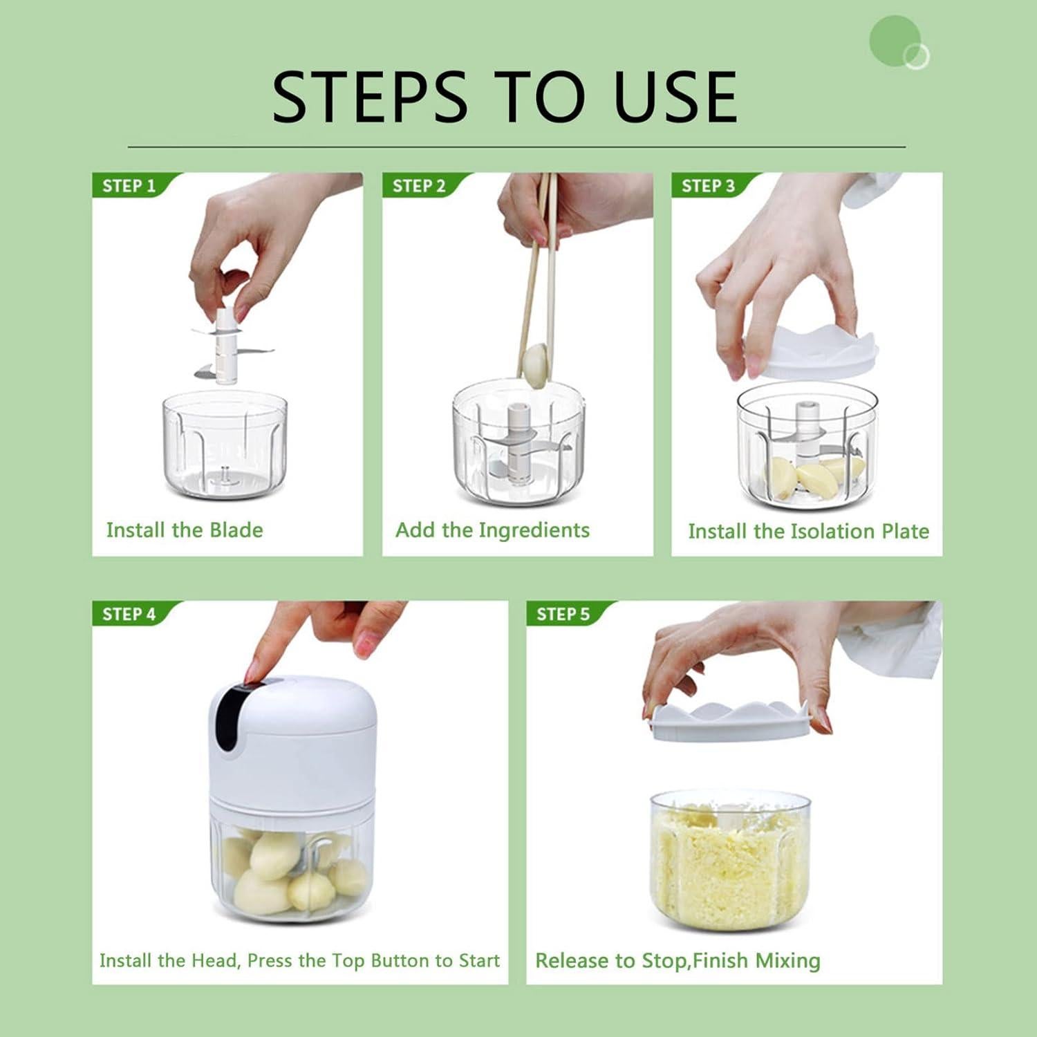 Picadora de Alimentos Mini Pogeair Inalámbrica 3 Tazas 100/250/350ml