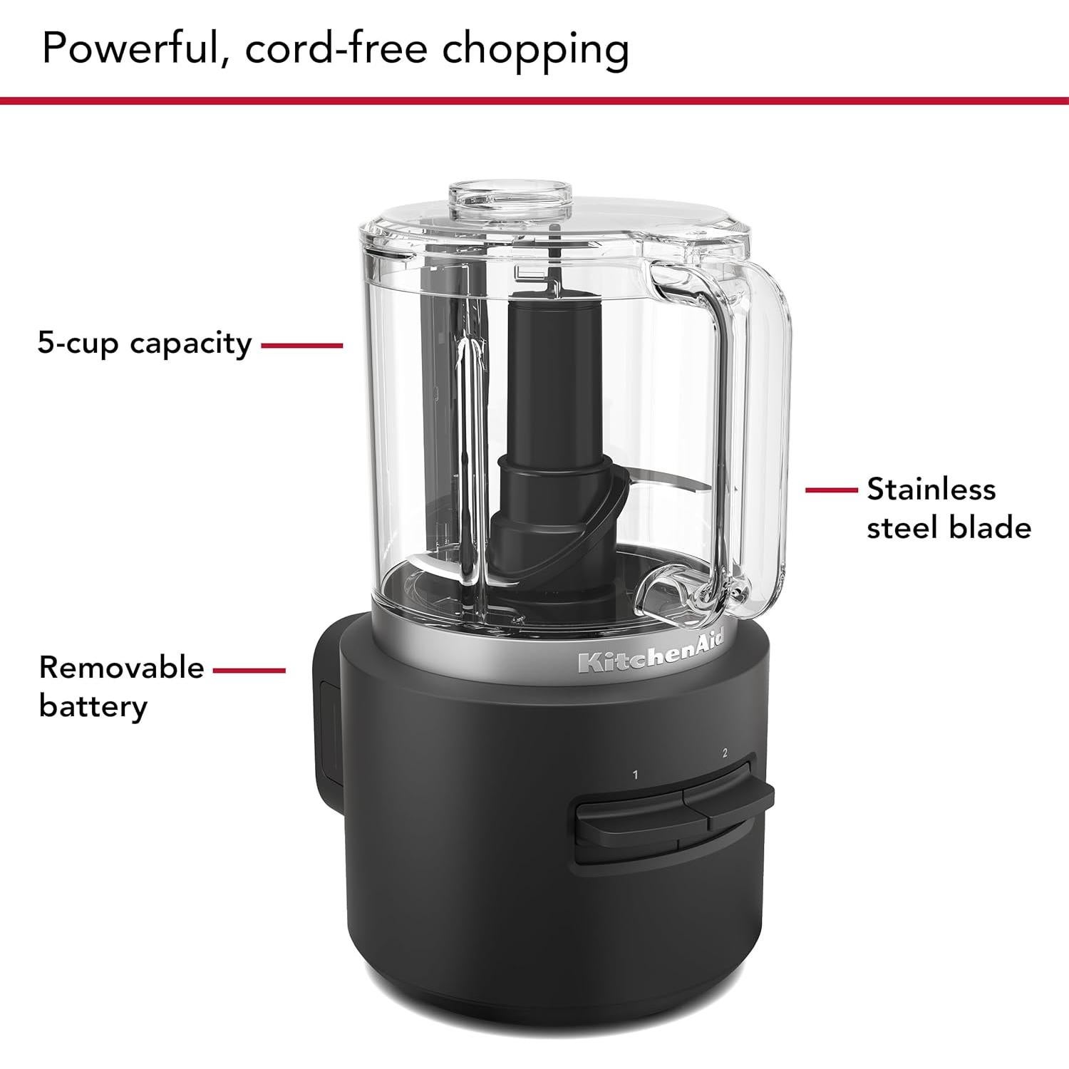 Picadora de Alimentos Inalámbrica KitchenAid Go 5 Tazas - Negro Mate