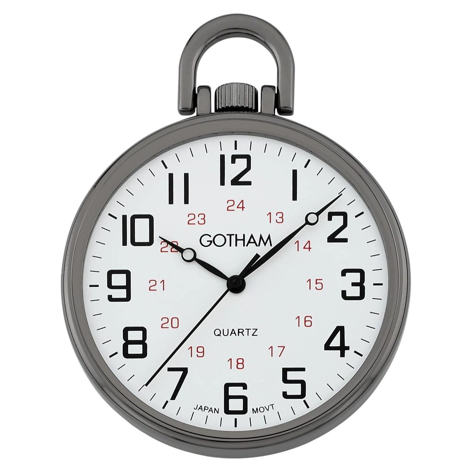 Reloj de bolsillo Gotham GWC15026B gunmetal 44mm con cadena