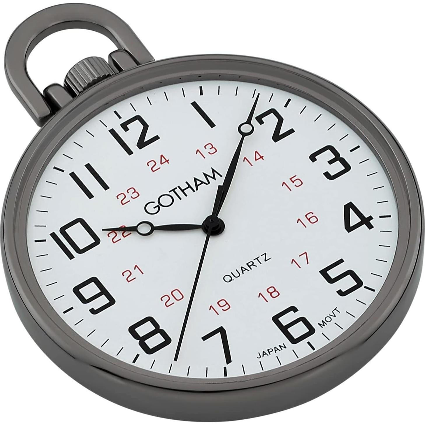 Reloj de bolsillo Gotham GWC15026B gunmetal 44mm con cadena