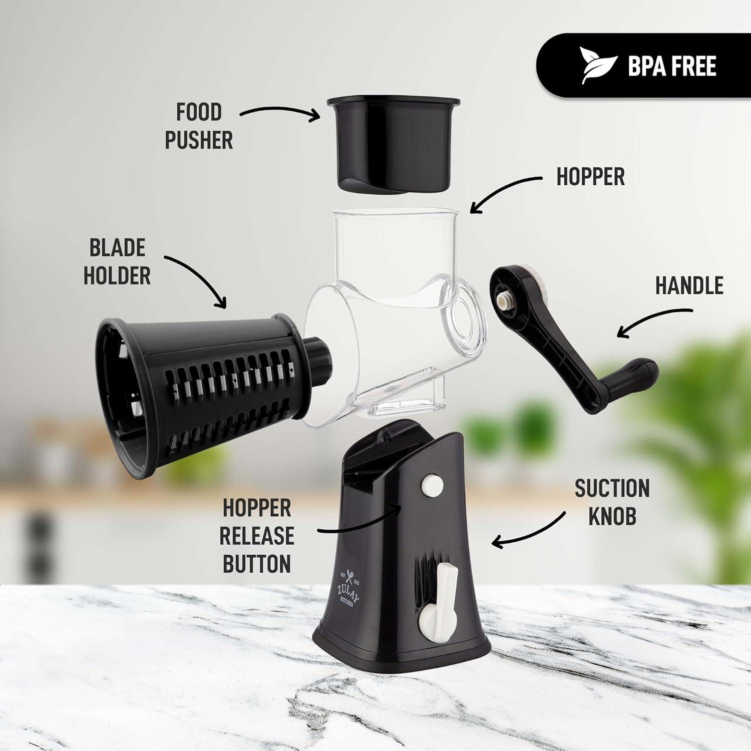 Rallador de Queso Rotativo Zulay Kitchen 5 Cuchillas Manual