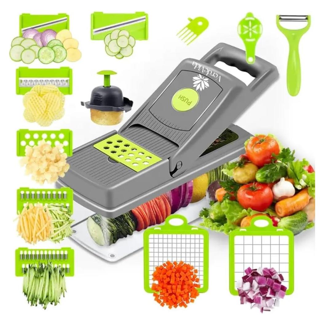 Cortador de Verduras VerdeVida 14-en-1 con 8 Cuchillas