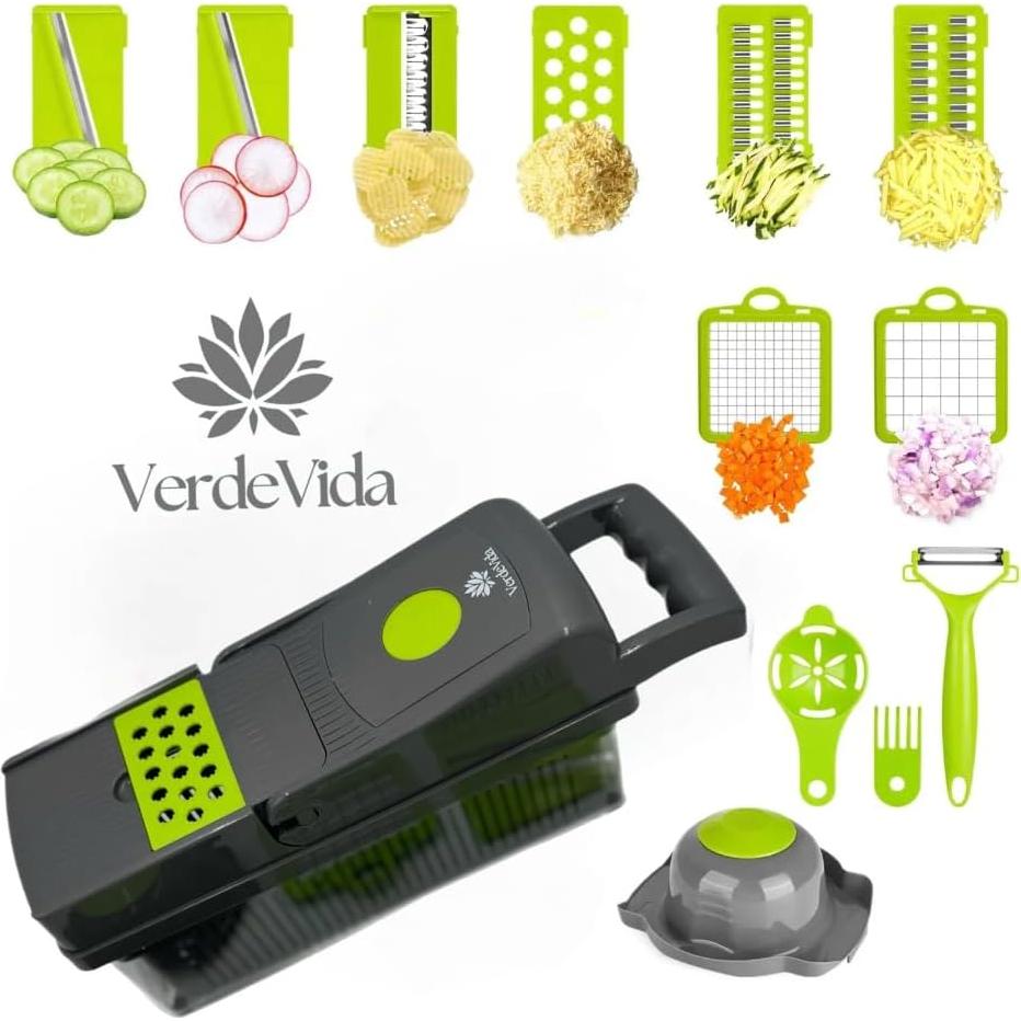 Cortador de Verduras VerdeVida 14-en-1 con 8 Cuchillas