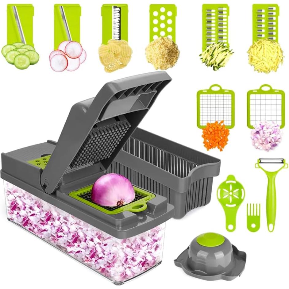 Cortador de Verduras VerdeVida 14-en-1 con 8 Cuchillas