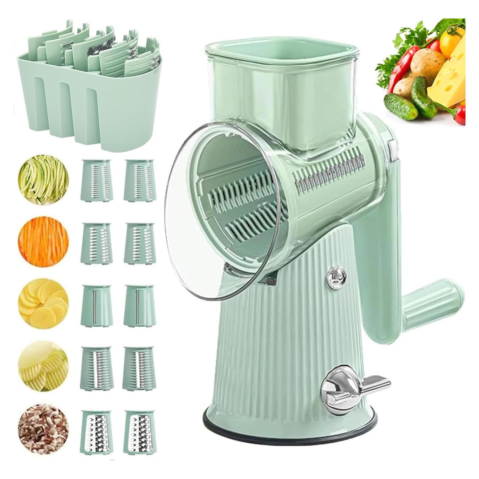 Rallador Rotatorio 5 en 1 AYUBOC Verde Menta Acero Inoxidable